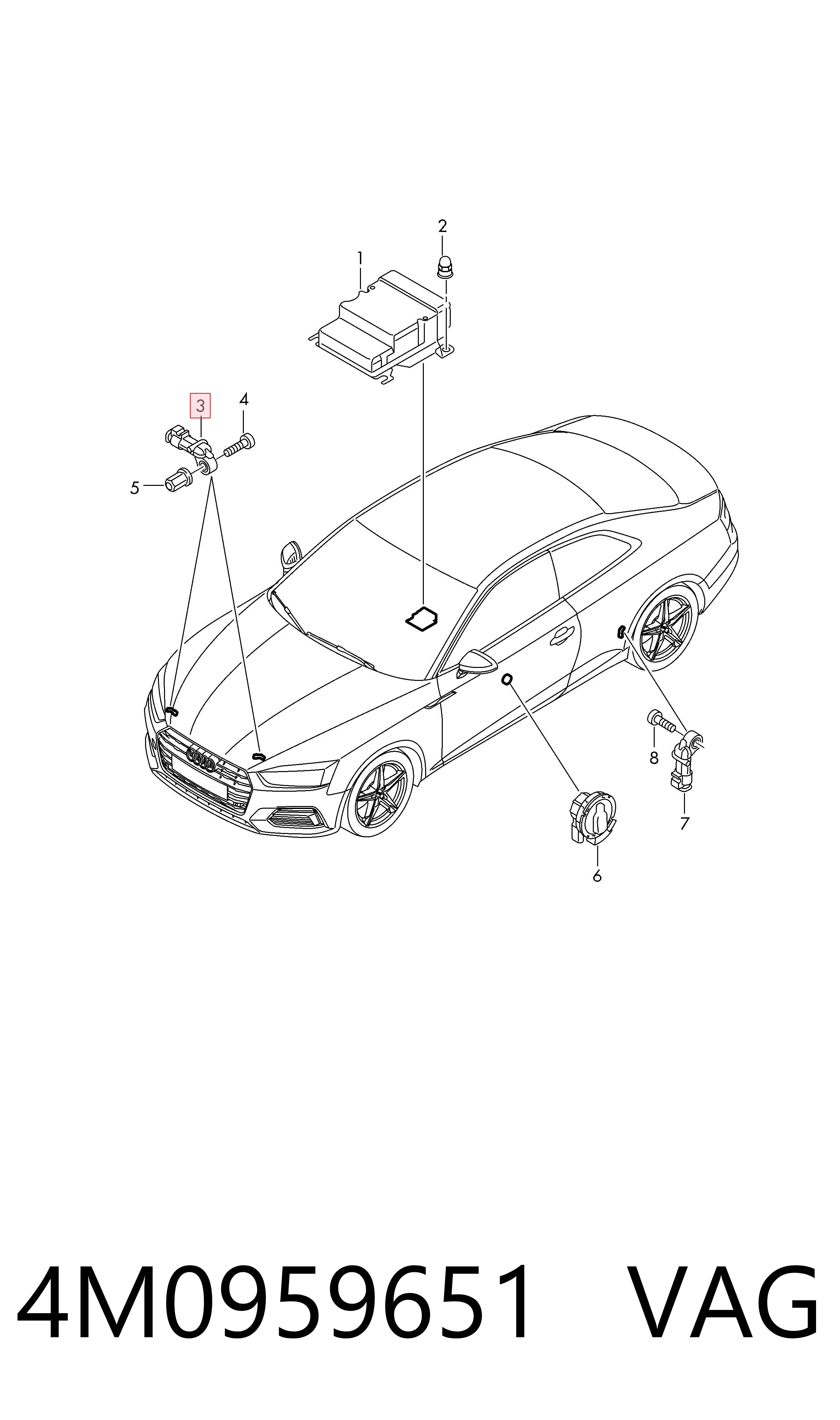 4M0959651 VAG Sensor AIRBAG dianteiro