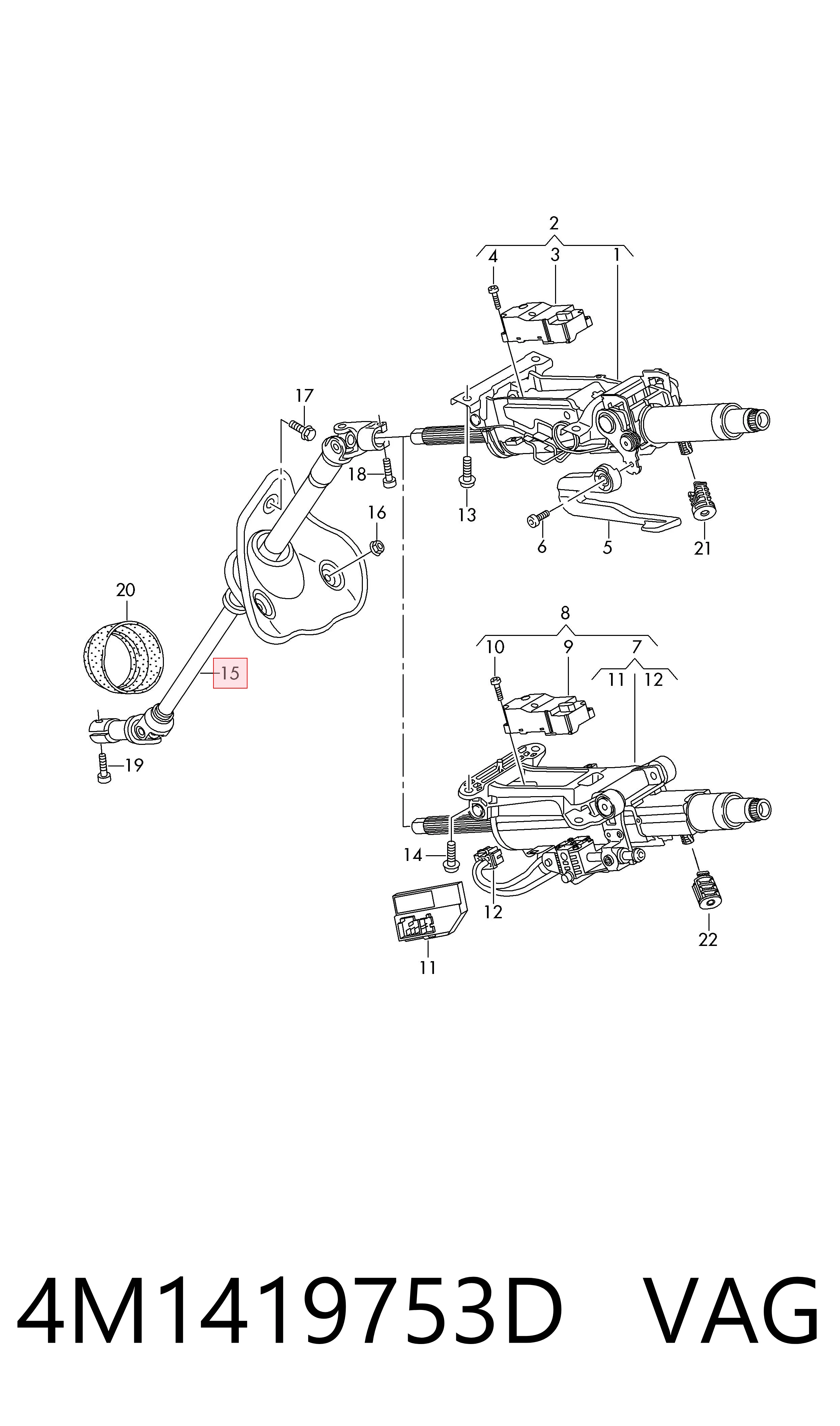 4M1419753D VAG Veio da coluna de direção inferior