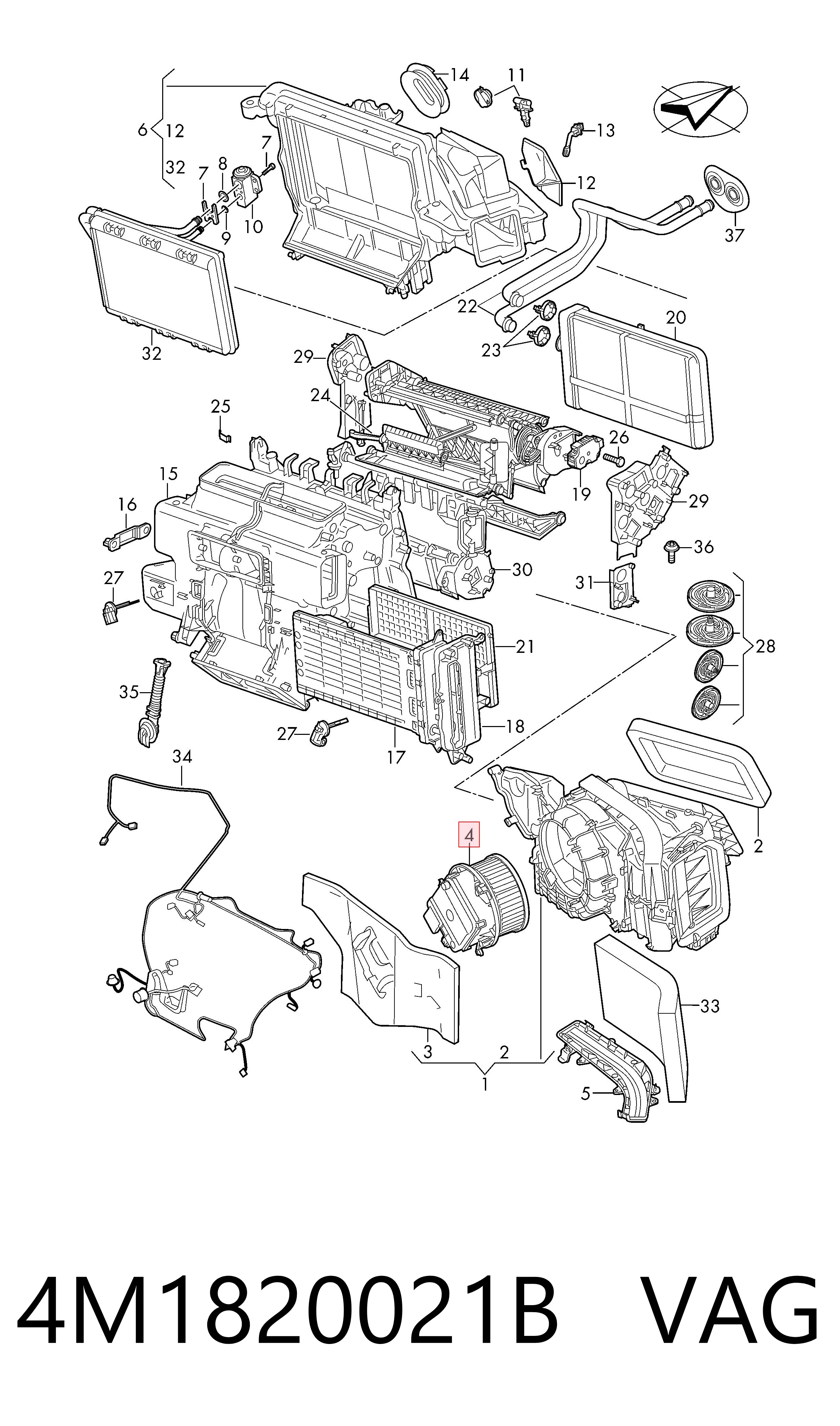 4M1820021B VAG Motor de ventilador de forno (de aquecedor de salão)