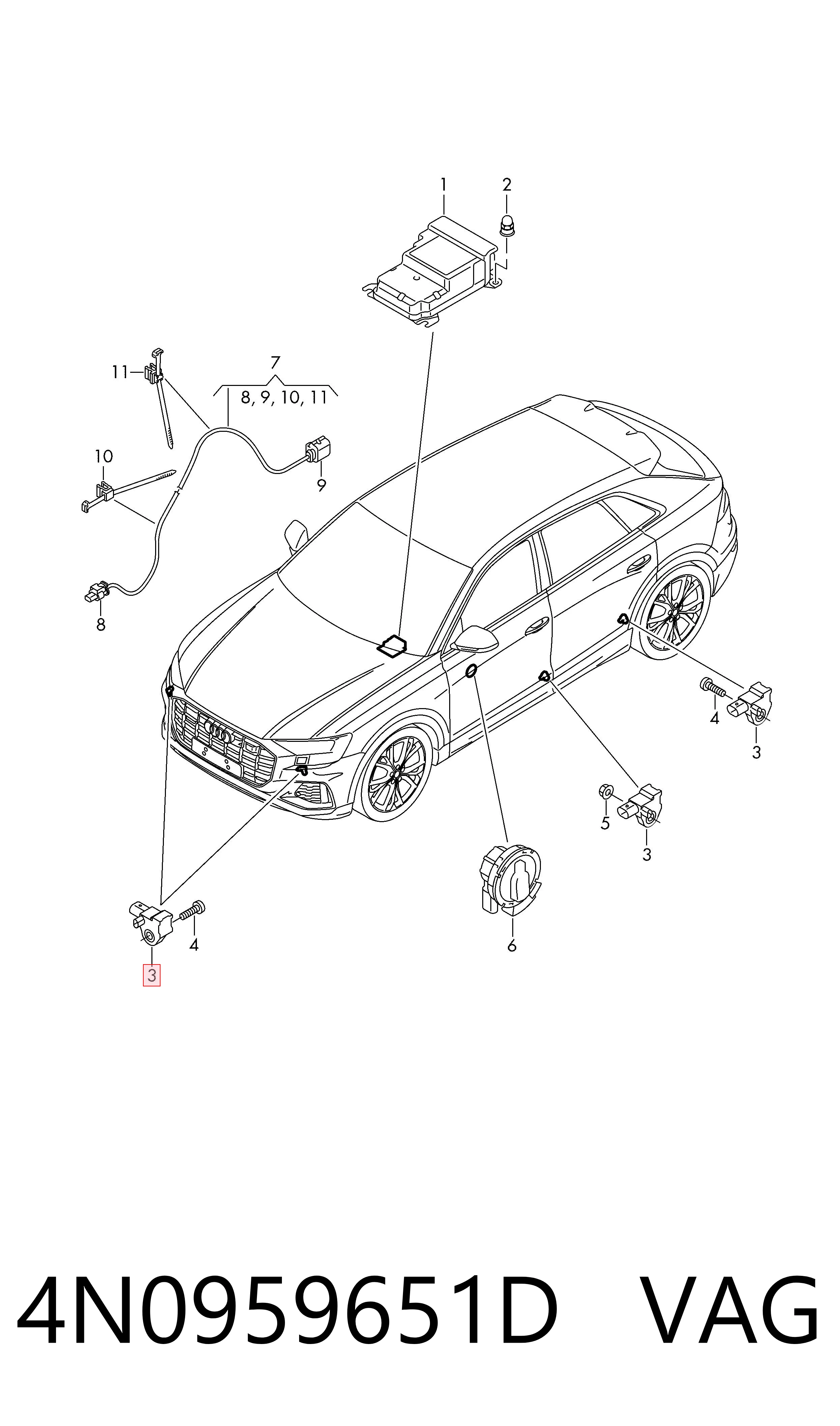 Compre 4N0959651D VAG Sensor AIRBAG dianteiro