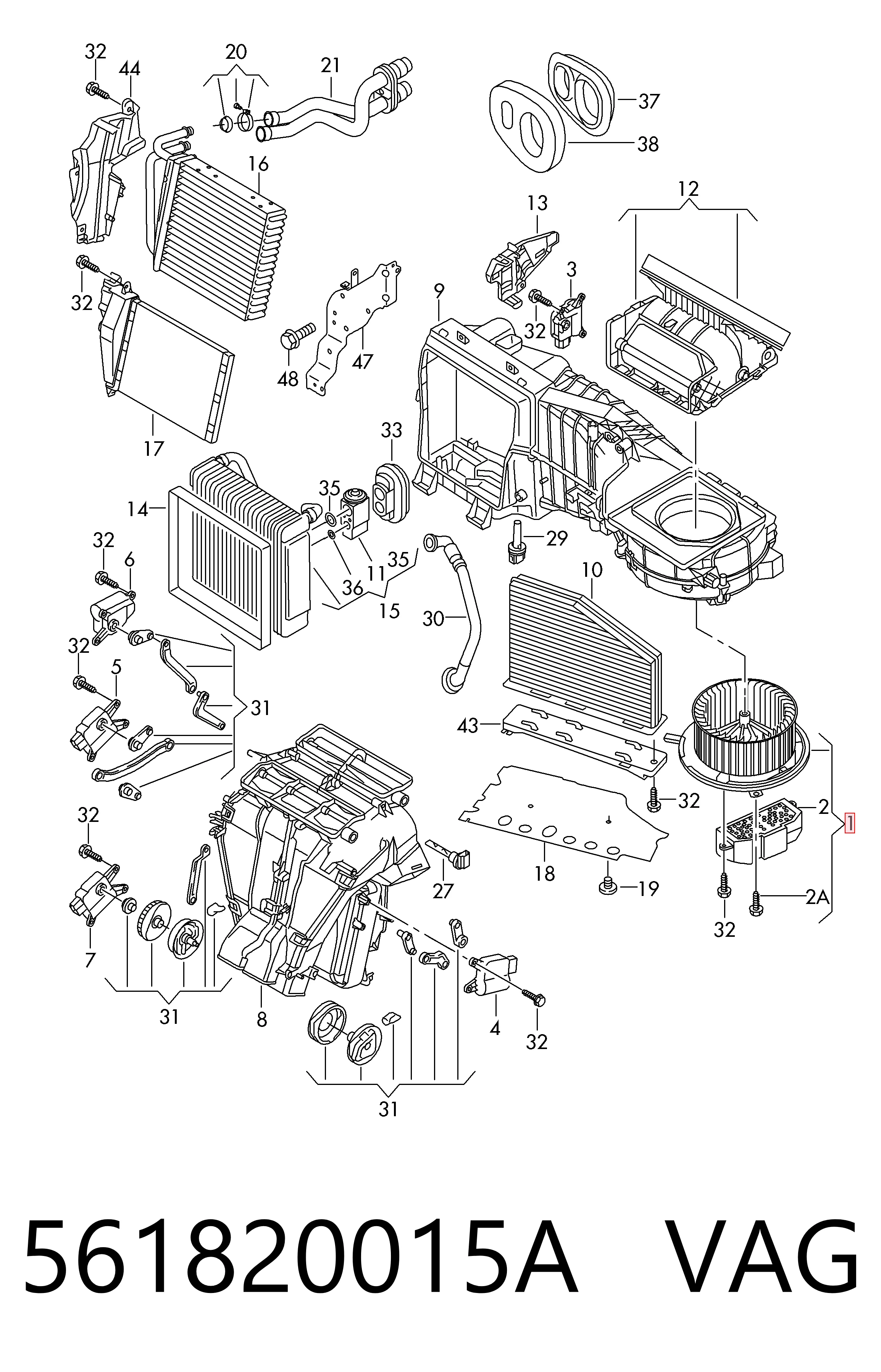 561820015A VAG Motor de ventilador de forno (de aquecedor de salão)