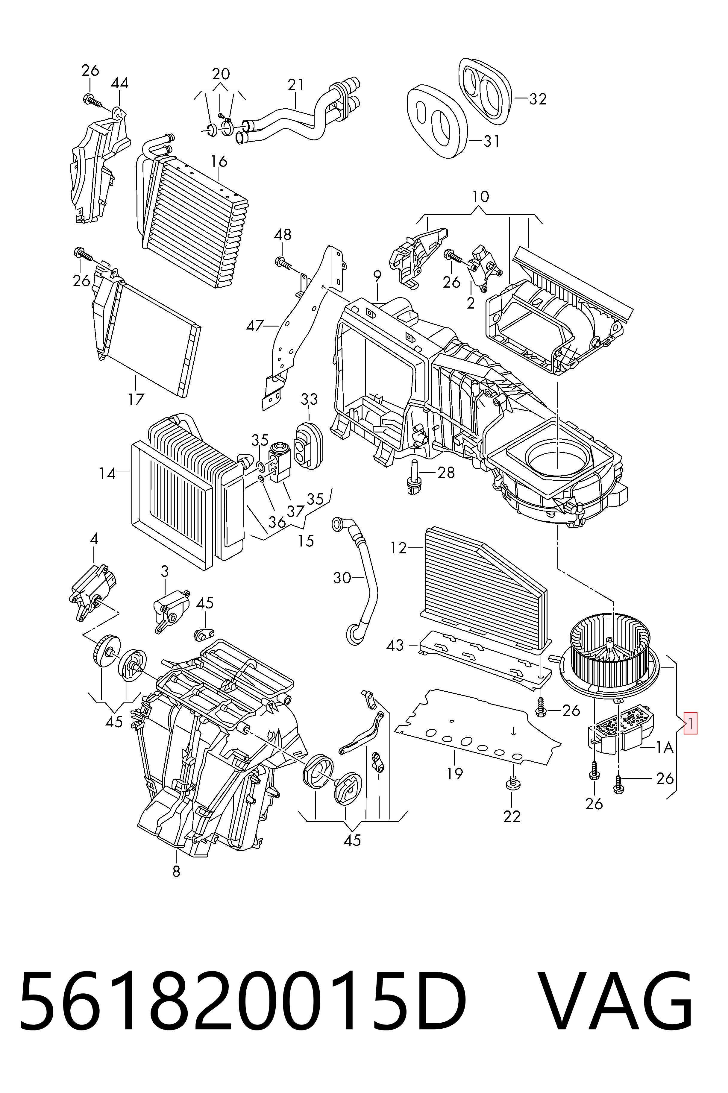 561820015D VAG Motor de ventilador de forno (de aquecedor de salão)