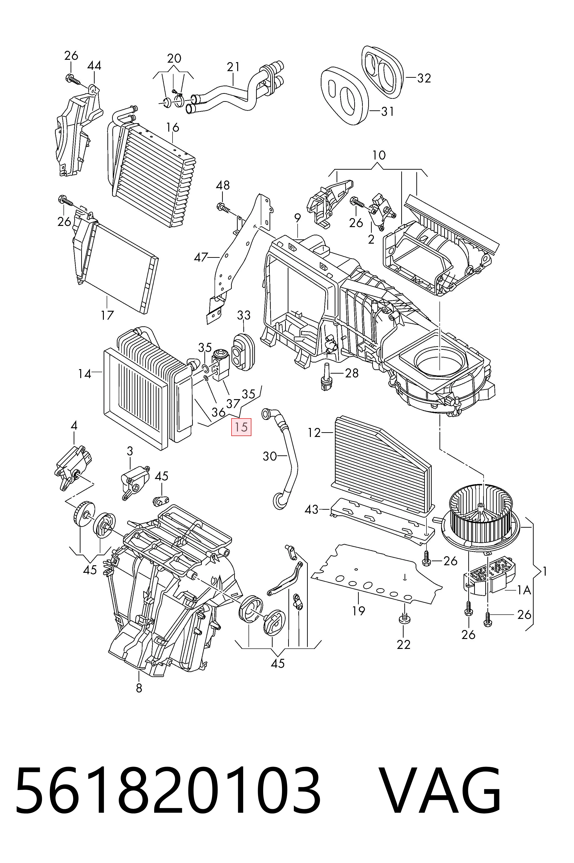 561820103 VAG Vaporizador de aparelho de ar condicionado