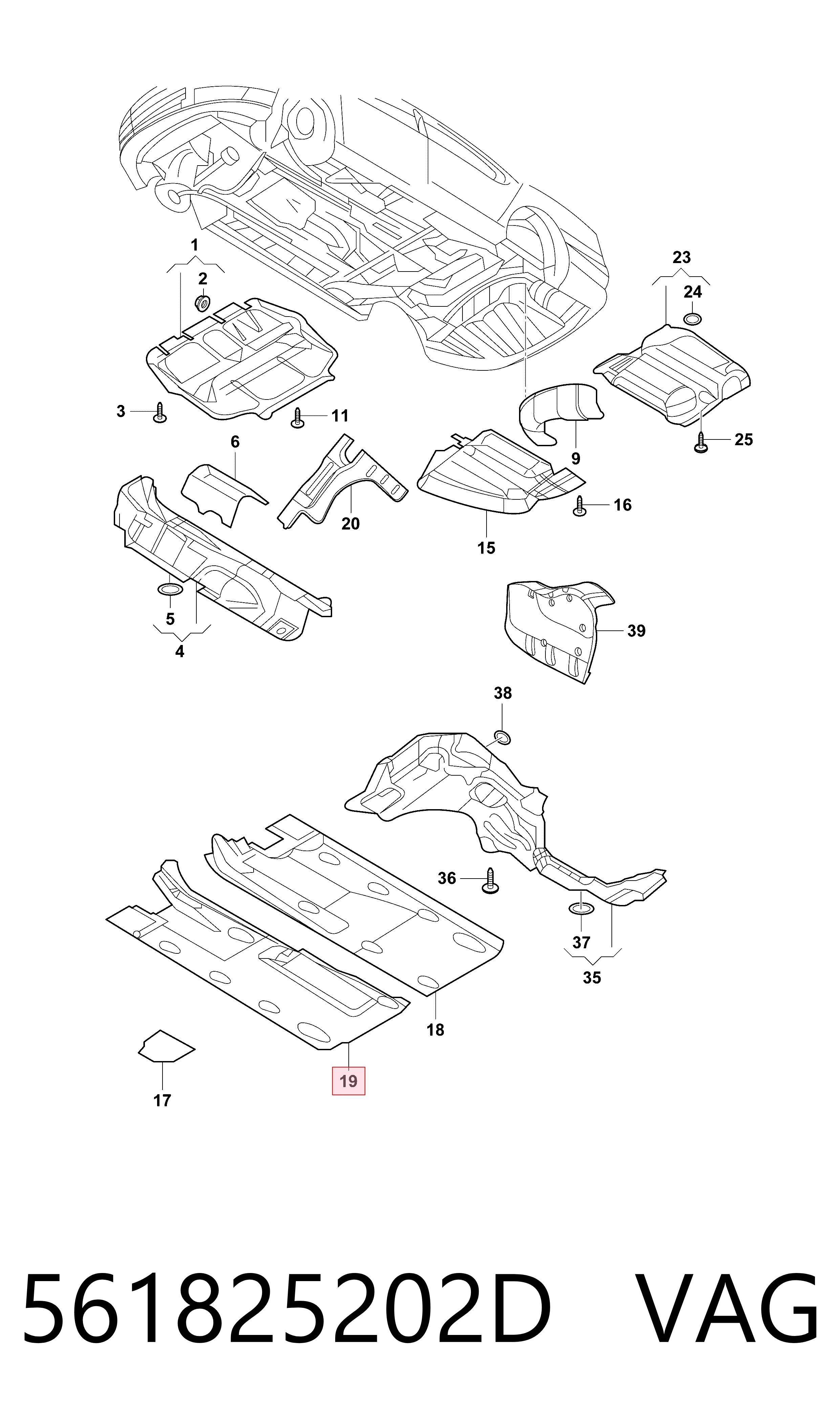 561825202D VAG Proteção de fundo direita