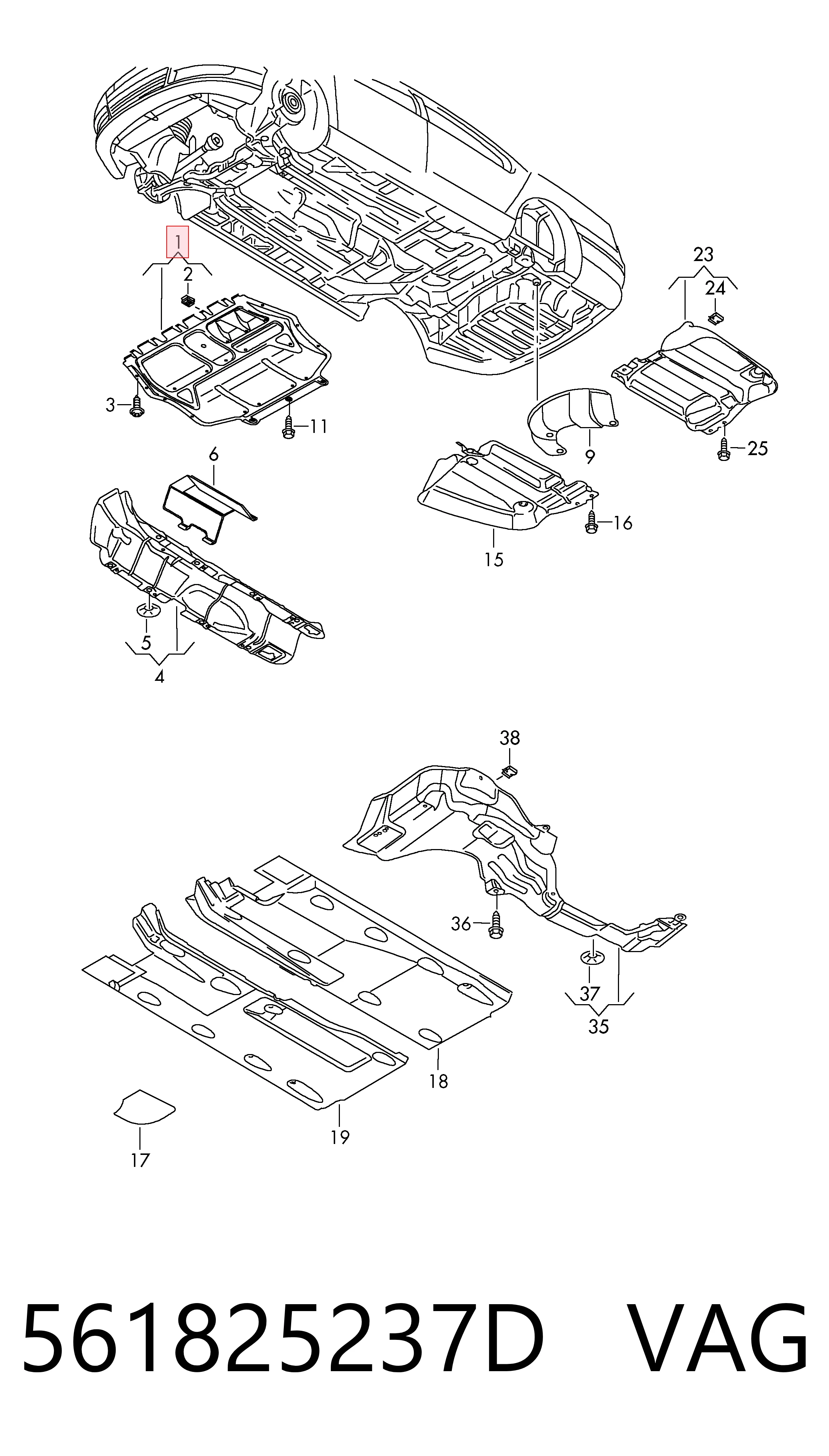 561825237D VAG Proteção de motor, de panela (da seção de motor)