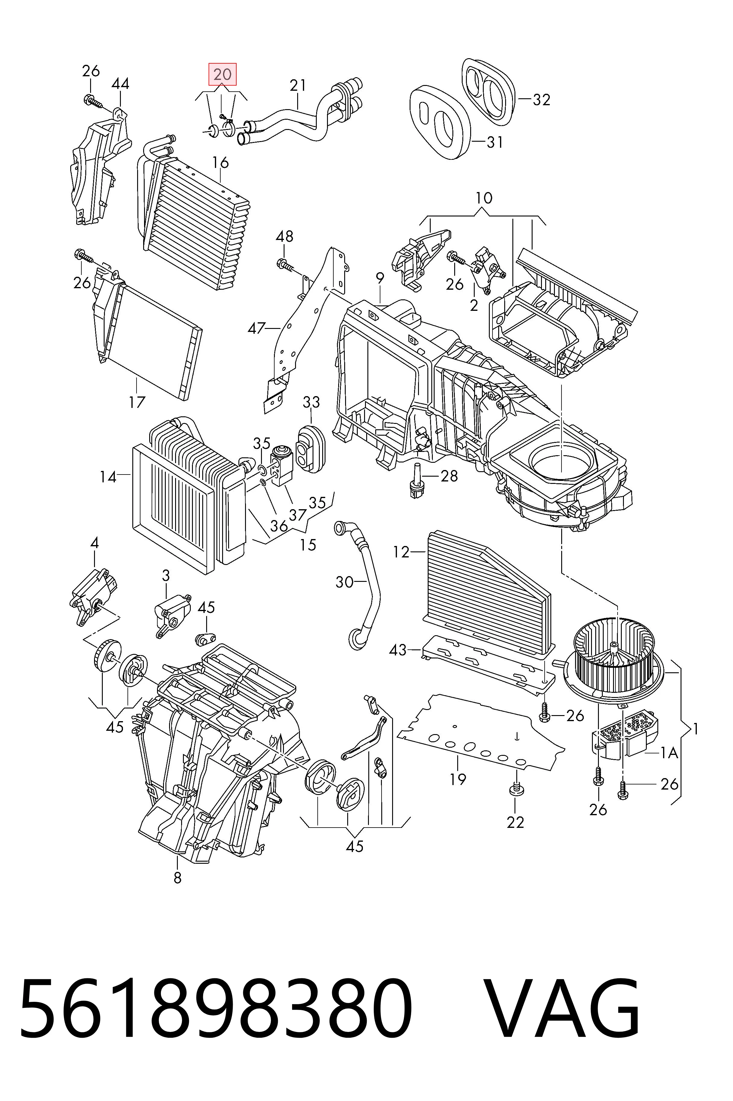561898380 VAG Kit de vedantes de canos derivados do radiador de aquecedor (de forno)
