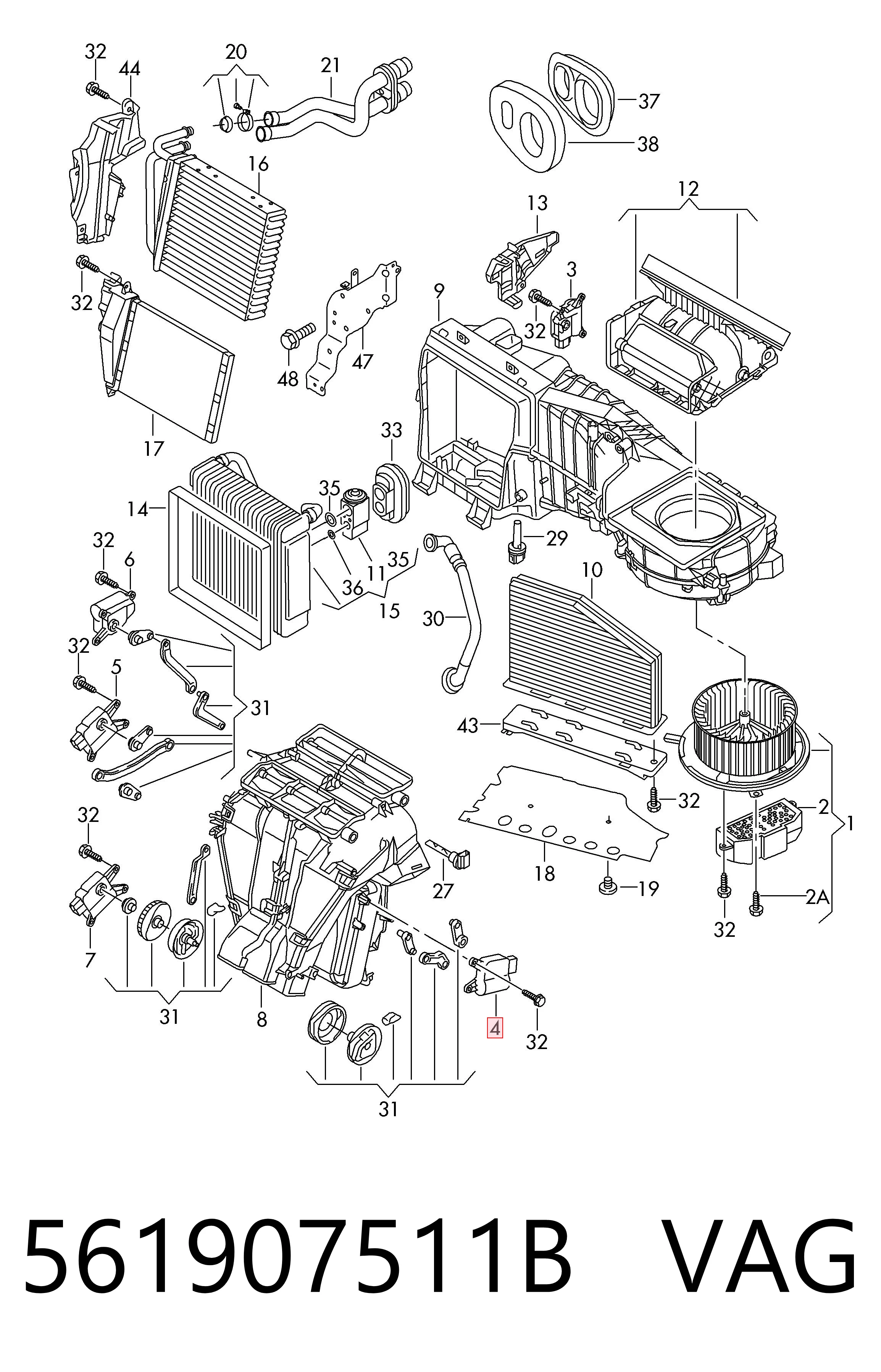 561907511B VAG Motor de comporta de recirculação de ar