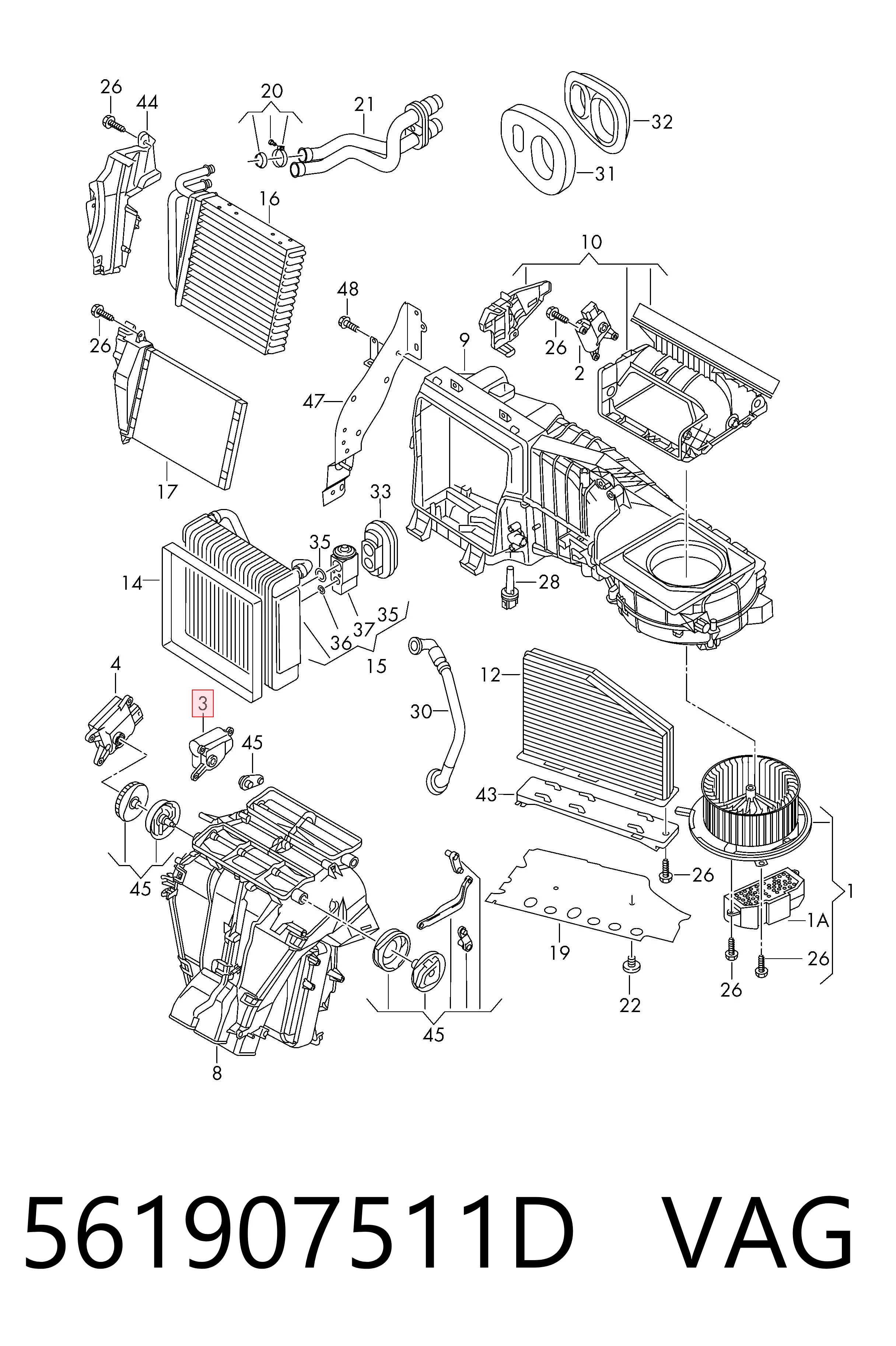 561907511D VAG Motor de comporta de recirculação de ar