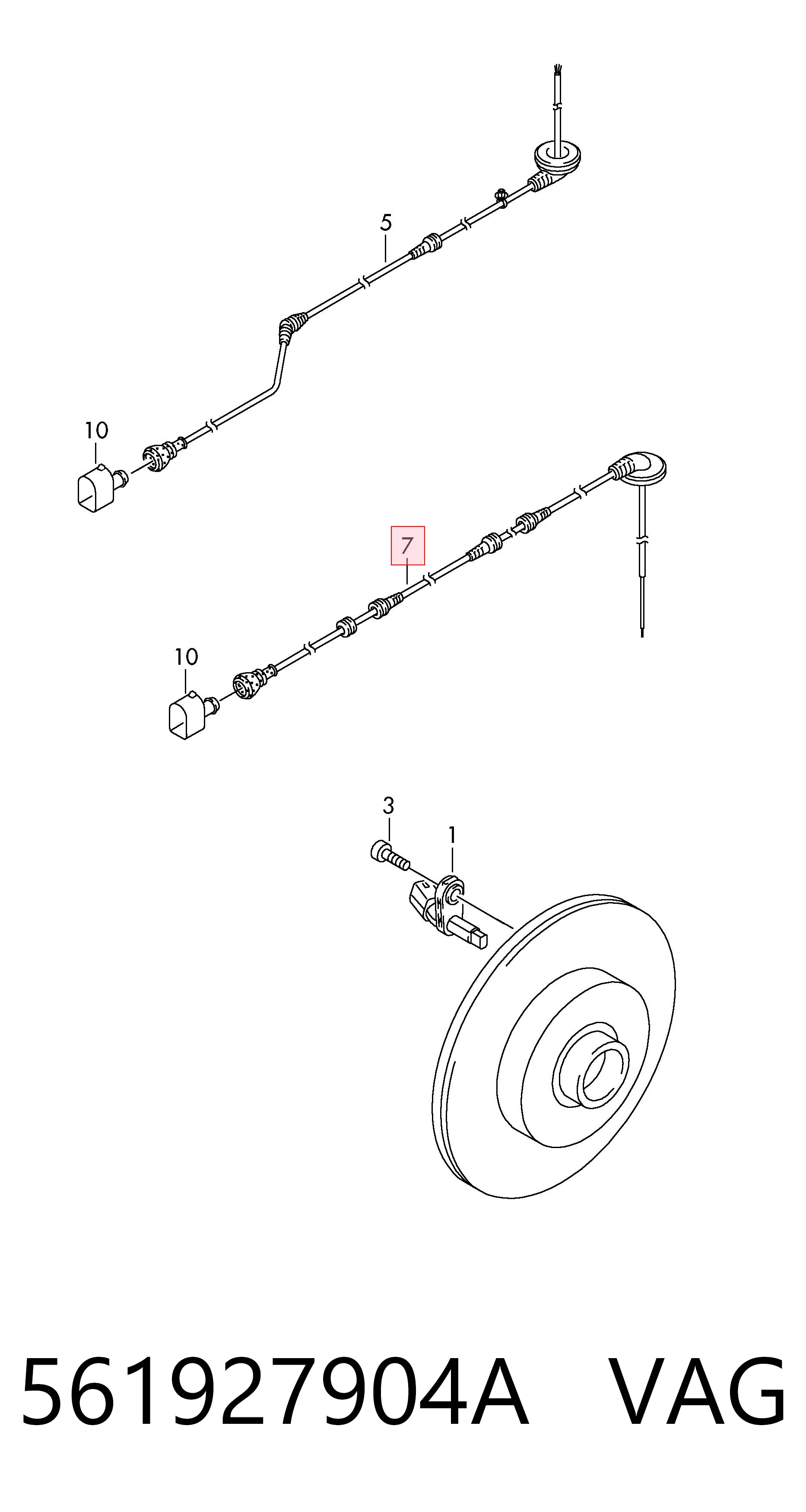 561927904A VAG Fio traseiro direito de sensor ABS