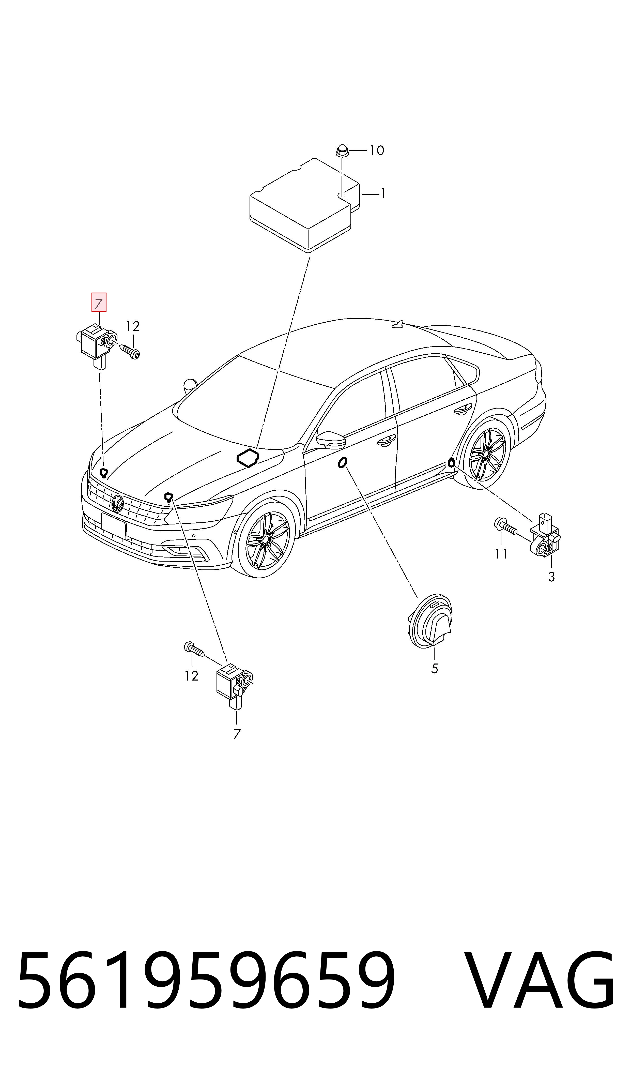561959659 VAG Sensor AIRBAG dianteiro