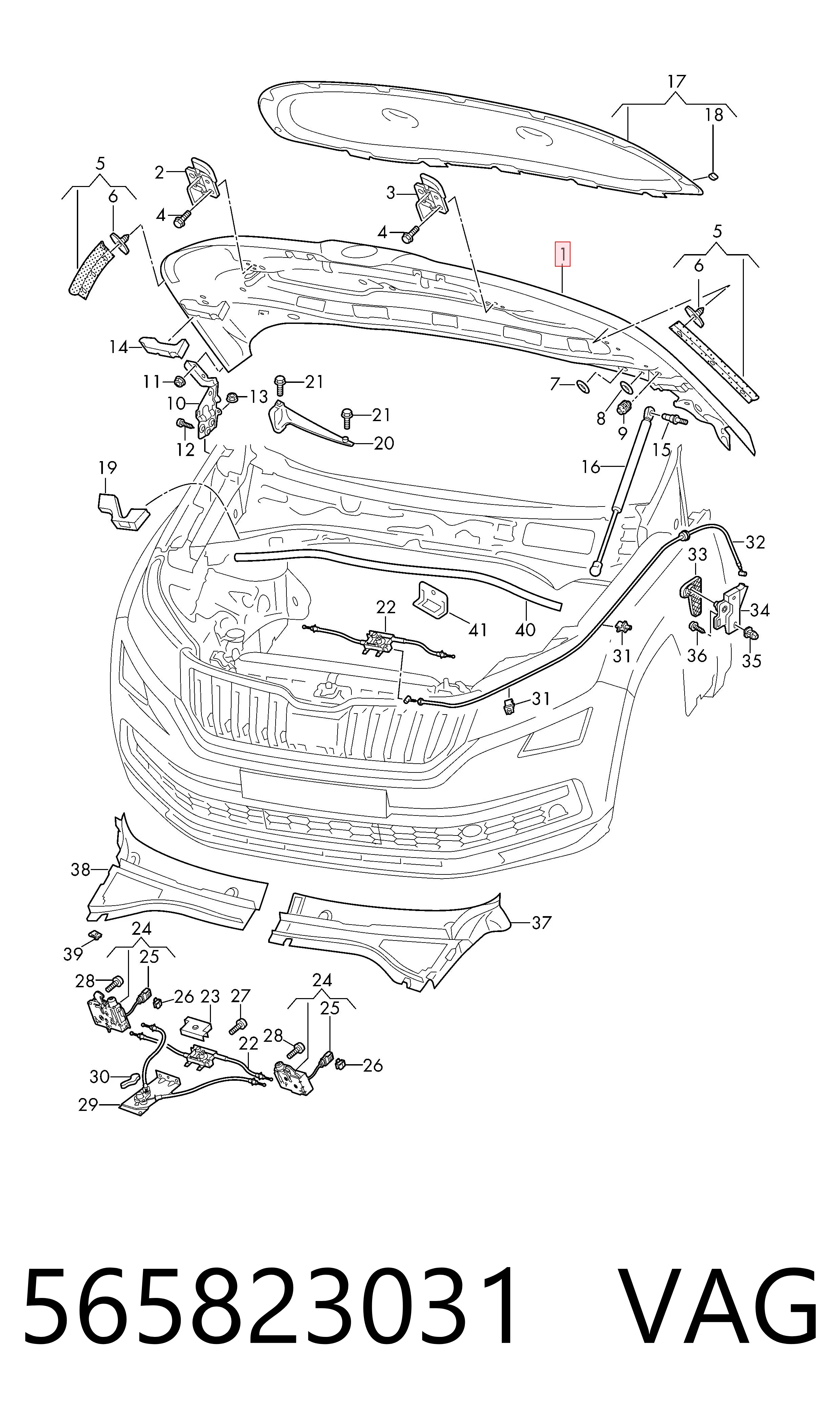 Capota para Skoda Kodiaq I NS6, NS7, NV7