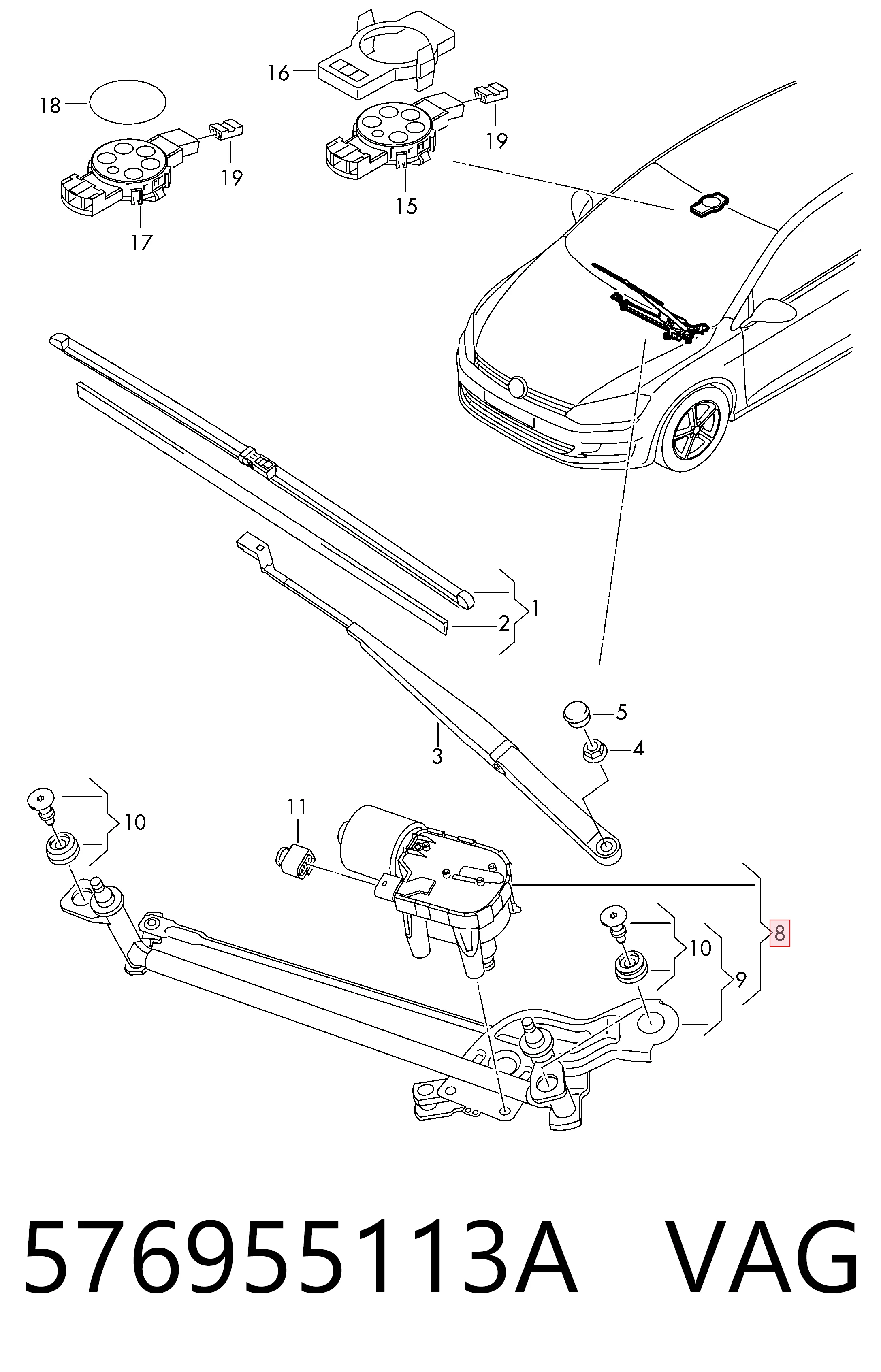 Trapézio de limpador pára-brisas para Skoda KAROQ  NU7, ND7
