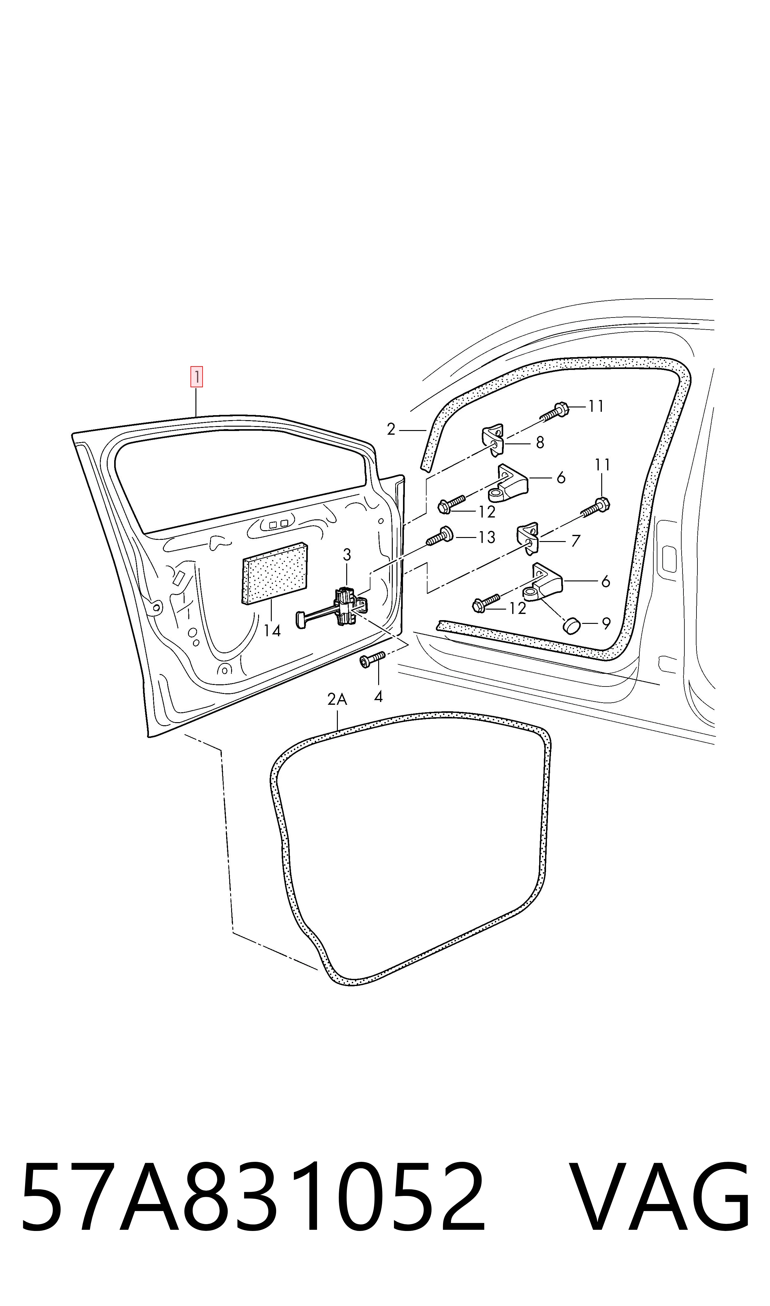 57A831052 VAG Porta dianteira direita
