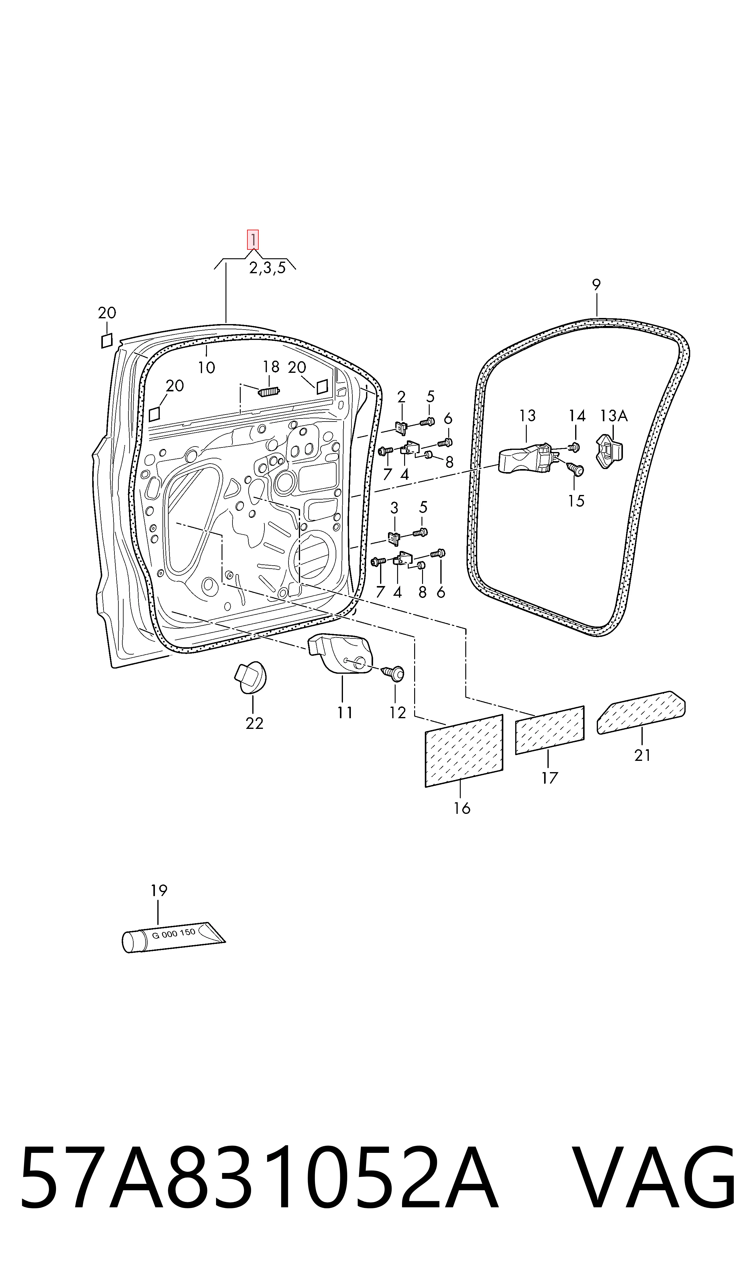 57A831052A VAG Porta dianteira direita