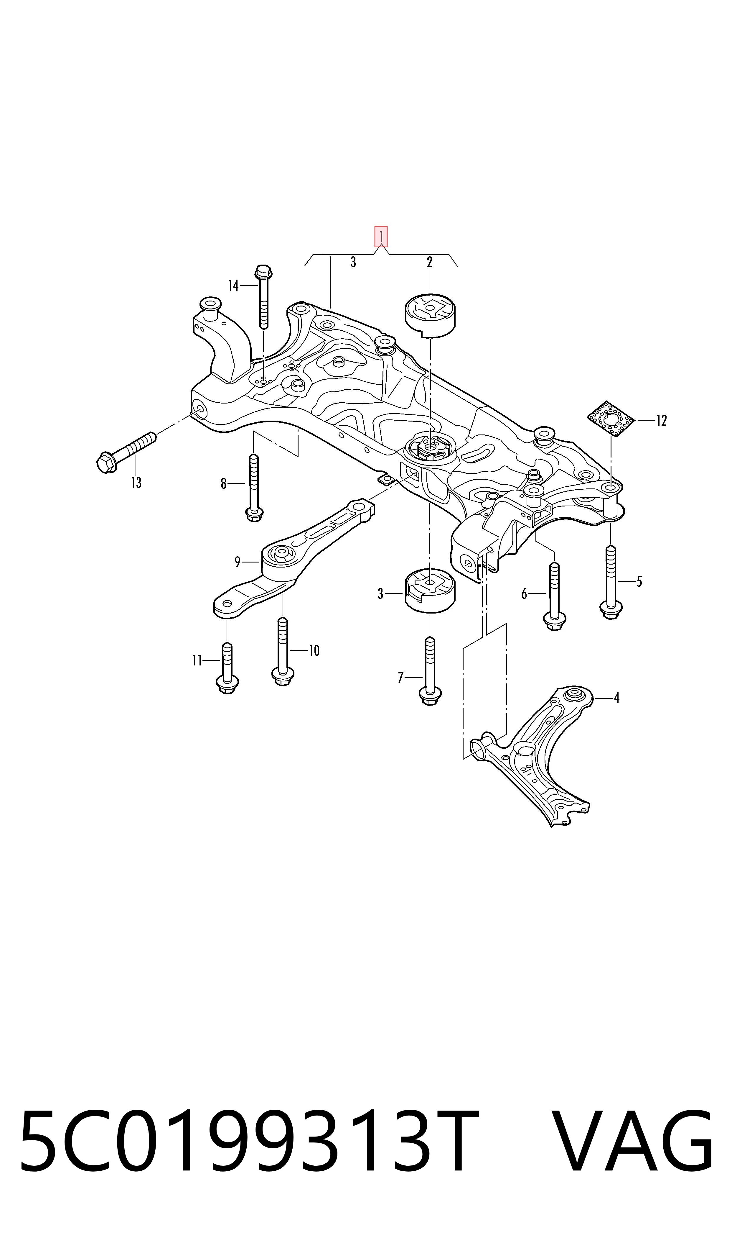 Viga de suspensão dianteira (plataforma veicular) Volkswagen Jetta IV 162, 163, AV3, AV2, AY2, AY3 ao melhor preço
