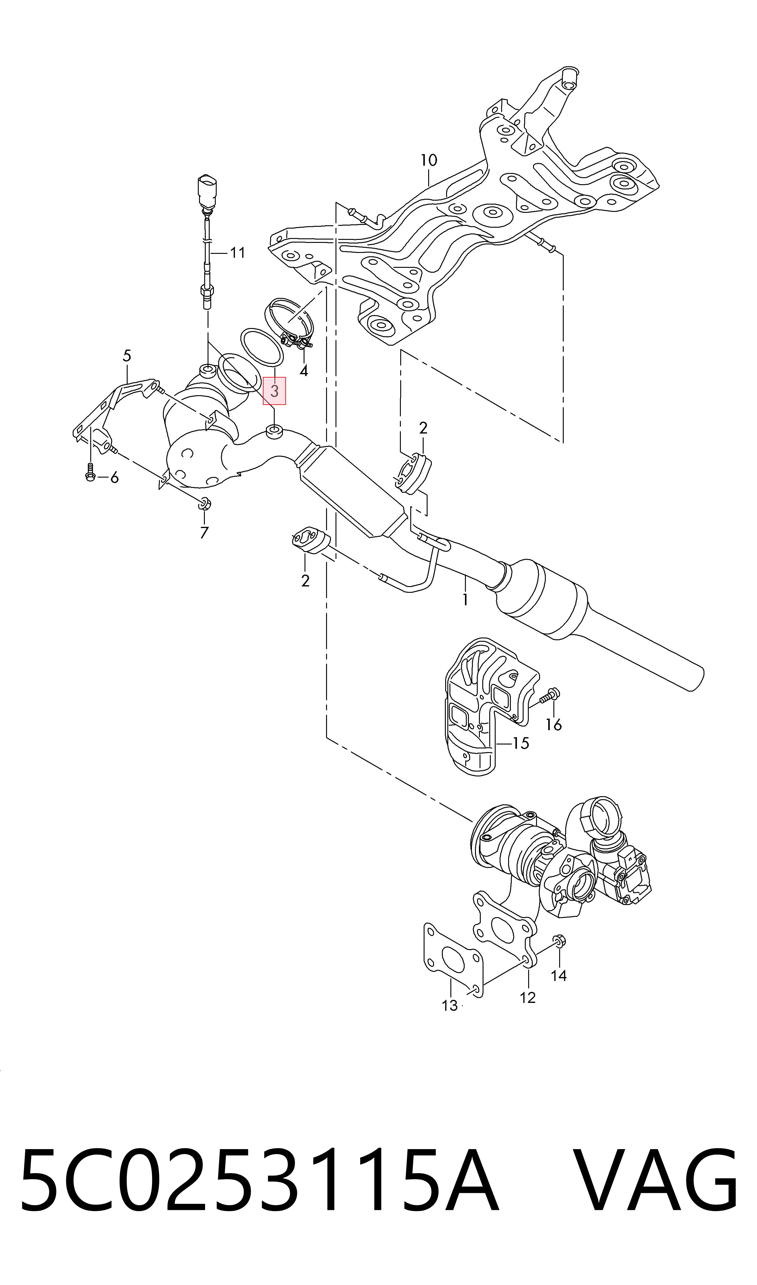Vedante de turbina dos gases de escape, escape VAG 5C0253115A preço, a partir de 10,46 USD