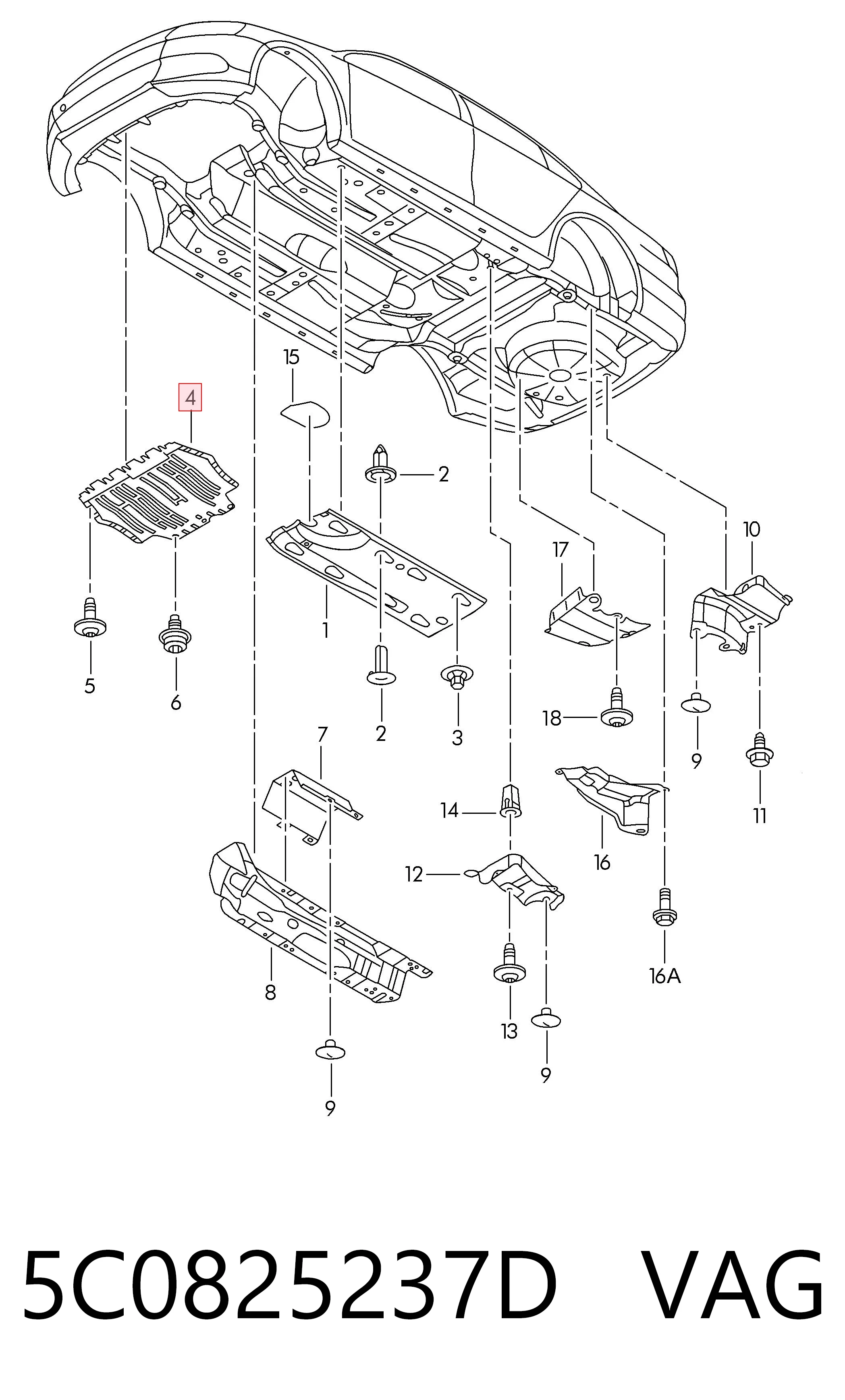 5C0825237D VAG Proteção de motor, de panela (da seção de motor)