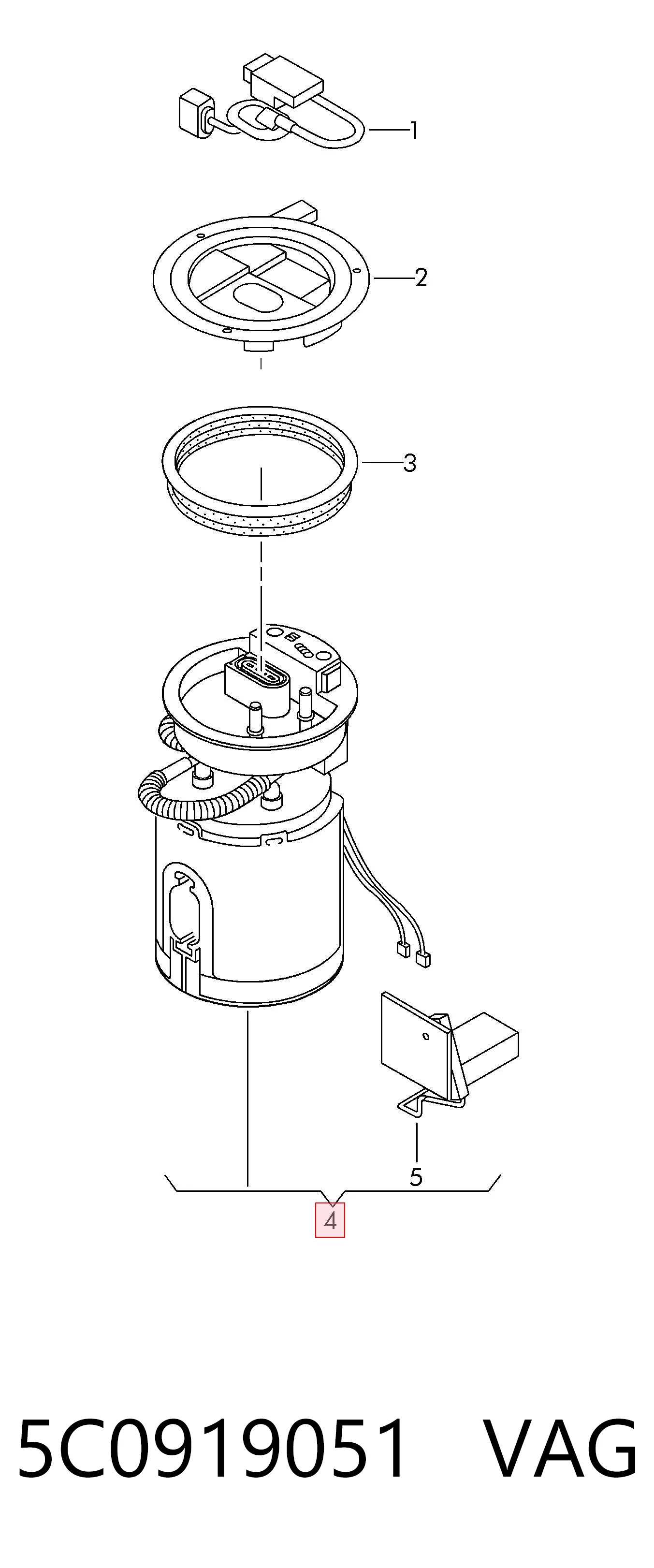 5C0919051 VAG Módulo de bomba de combustível com sensor do nível de combustível