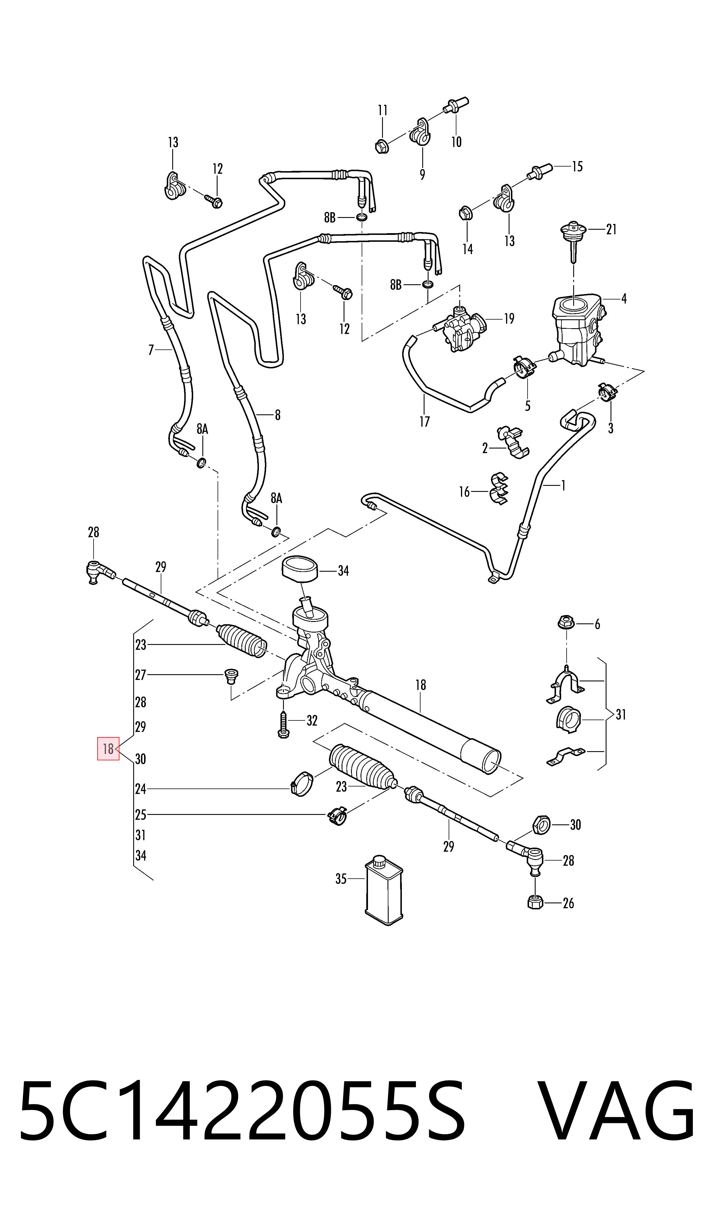 Cremalheira da direção General Motors 5C1422055F