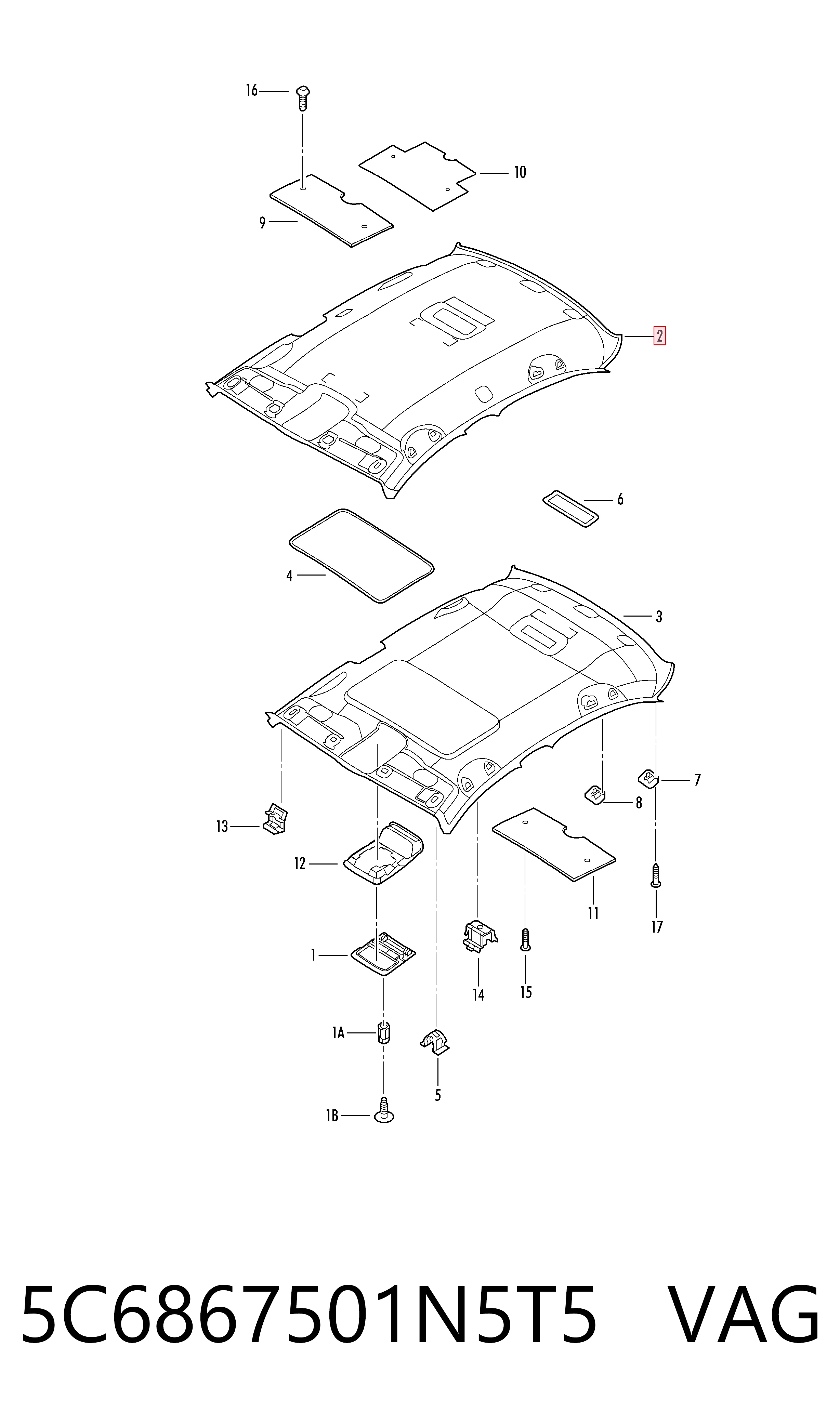 Revestimento do teto Volkswagen Jetta IV 162, 163, AV3, AV2, AY2, AY3 ao melhor preço