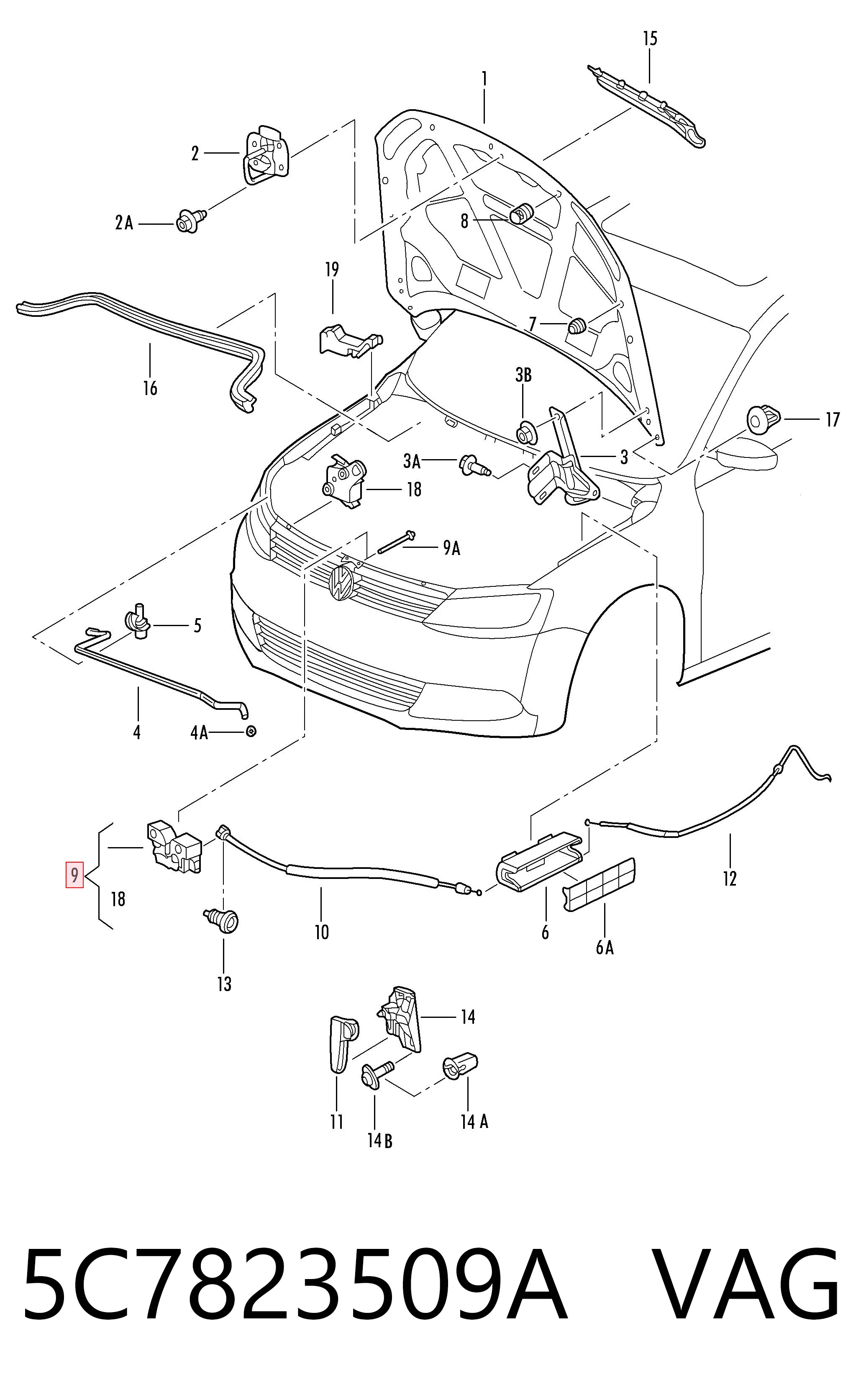  Fecho da capota Volkswagen Passat B7 carrinha (365) (2010 - 2015) B7