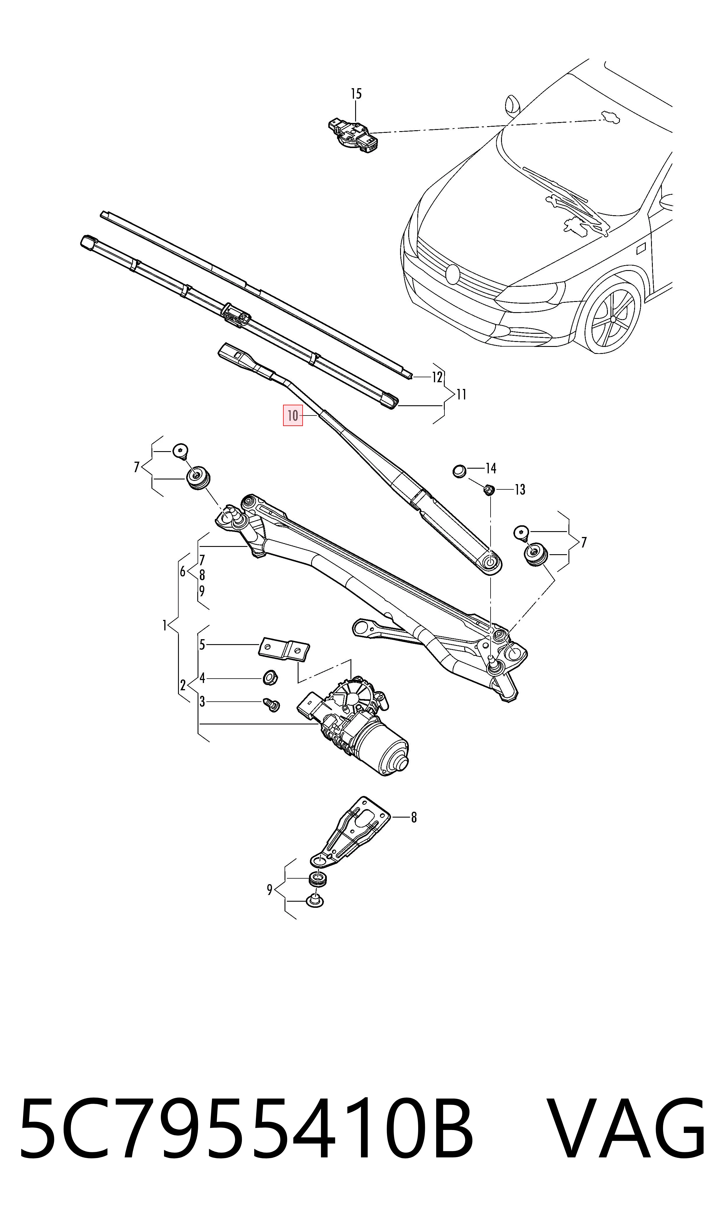 Braço de limpa-pára-brisas do pára-brisas Volkswagen Jetta IV 162, 163, AV3, AV2, AY2, AY3 ao melhor preço