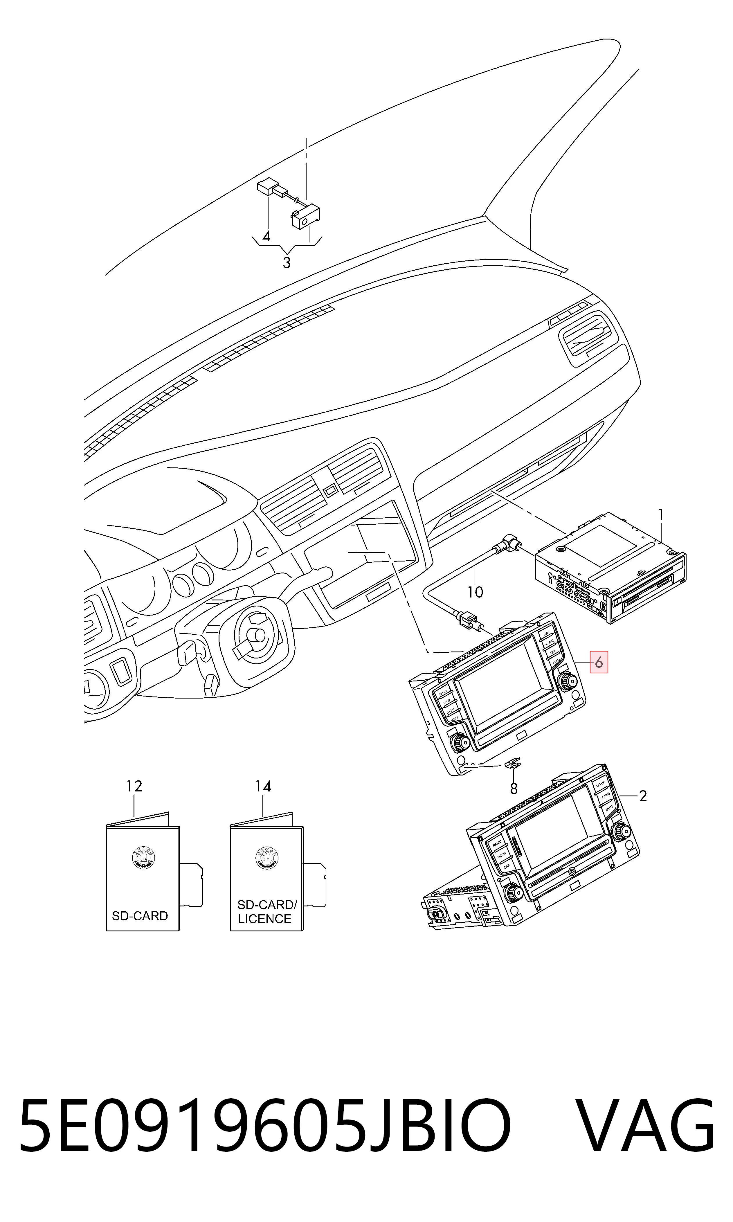  Mostrador multifuncional Skoda Octavia III A7 liftback (5E3, NL3, NR3) (2012 - 2021) III A7