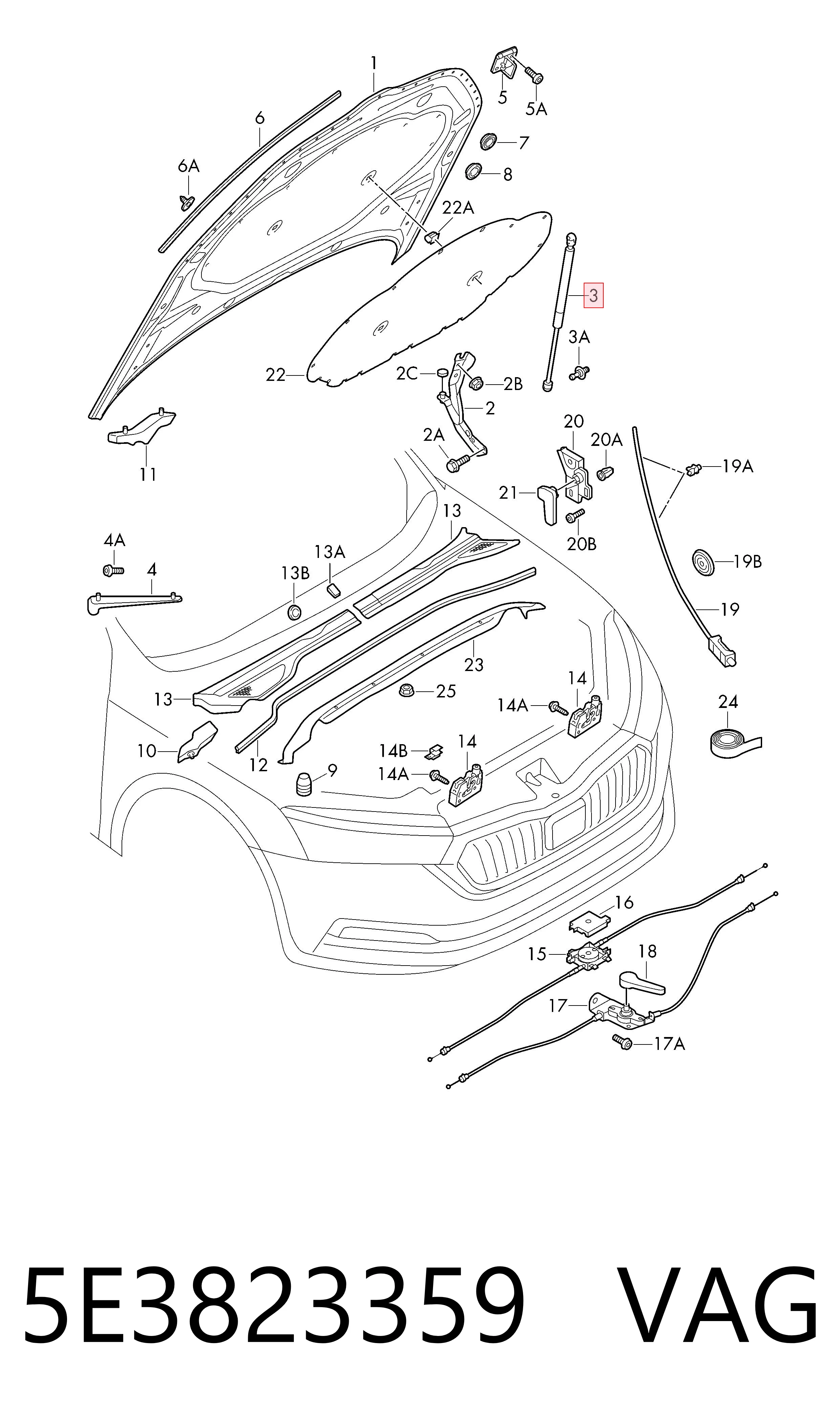Amortecedor da capota para Skoda Octavia IV A8 NX3, NN3, PV3