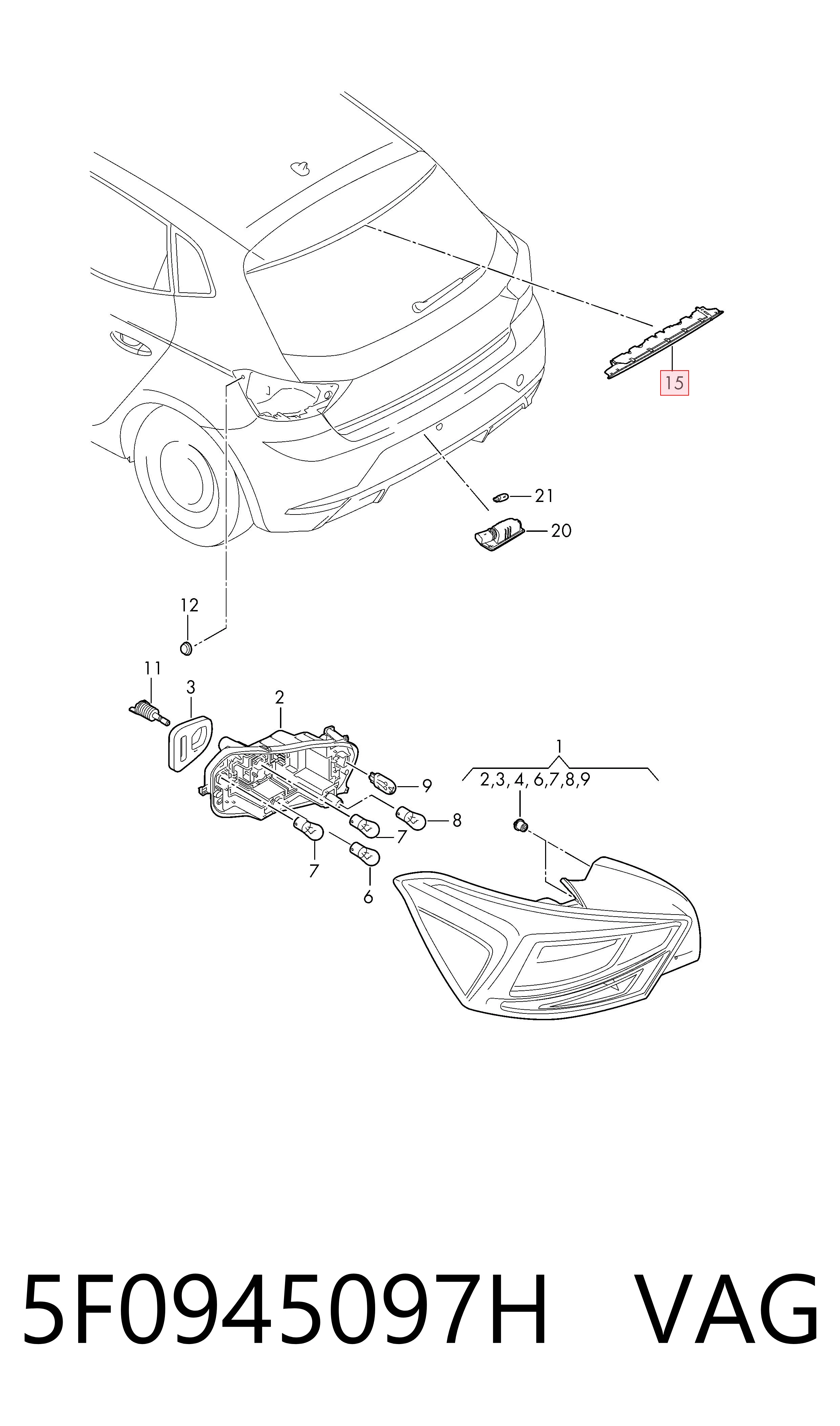 Sinal de parada traseiro adicional para Seat ATECA  KH7, KHP