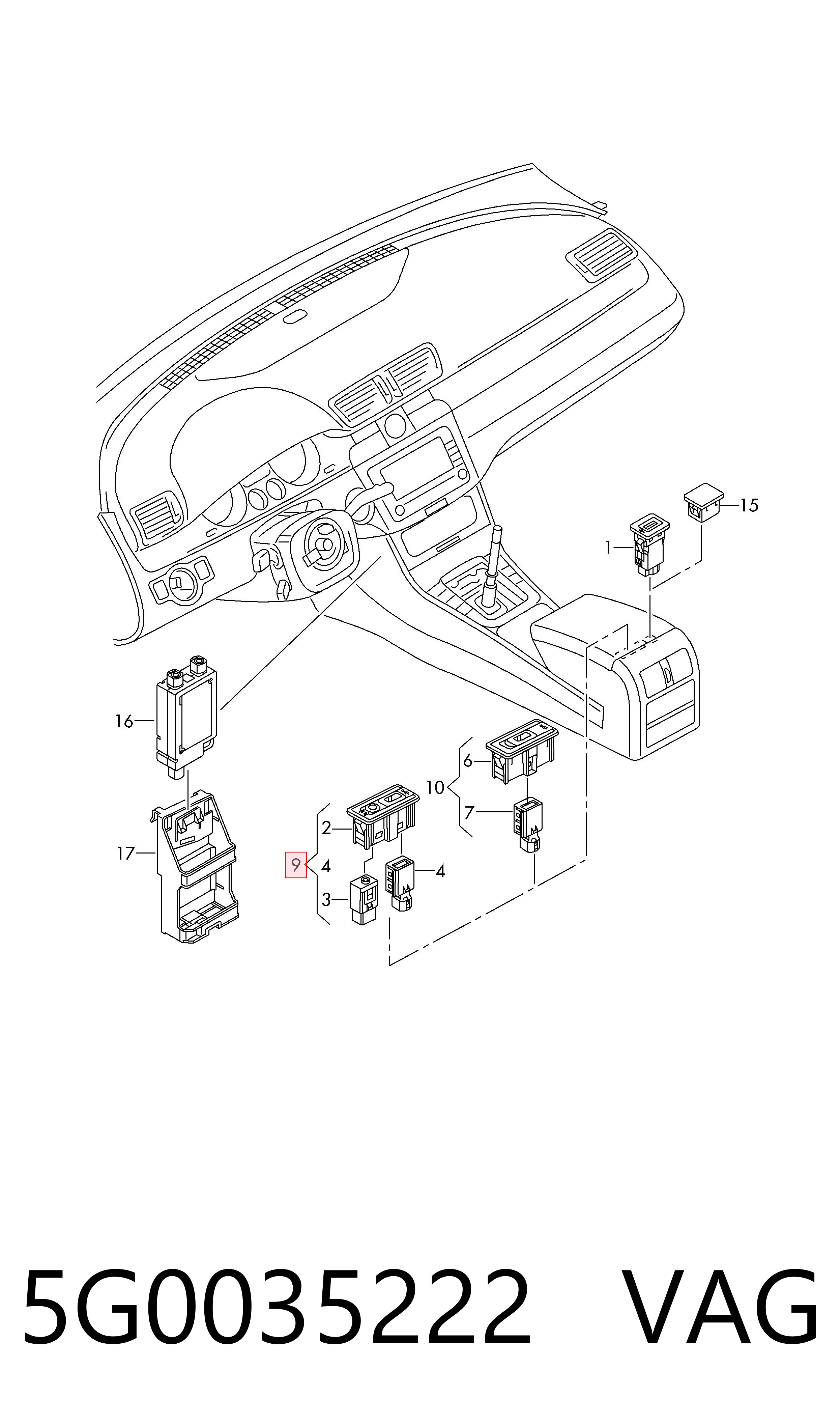 5G0035222 VAG Dispositivo de carregamento USB