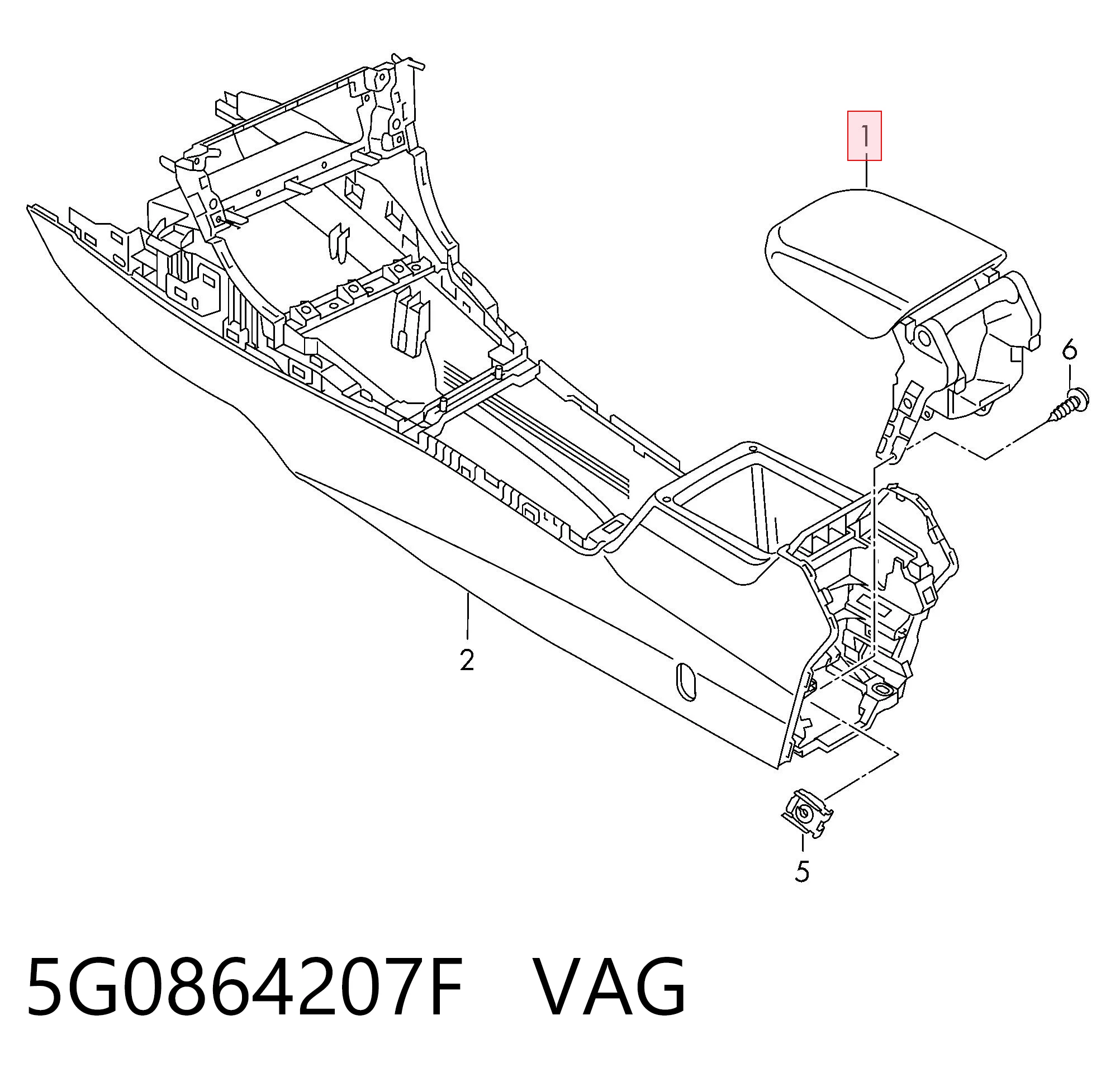 Braço de consola central para Volkswagen Golf ALLTRACK VII BA5, BV5