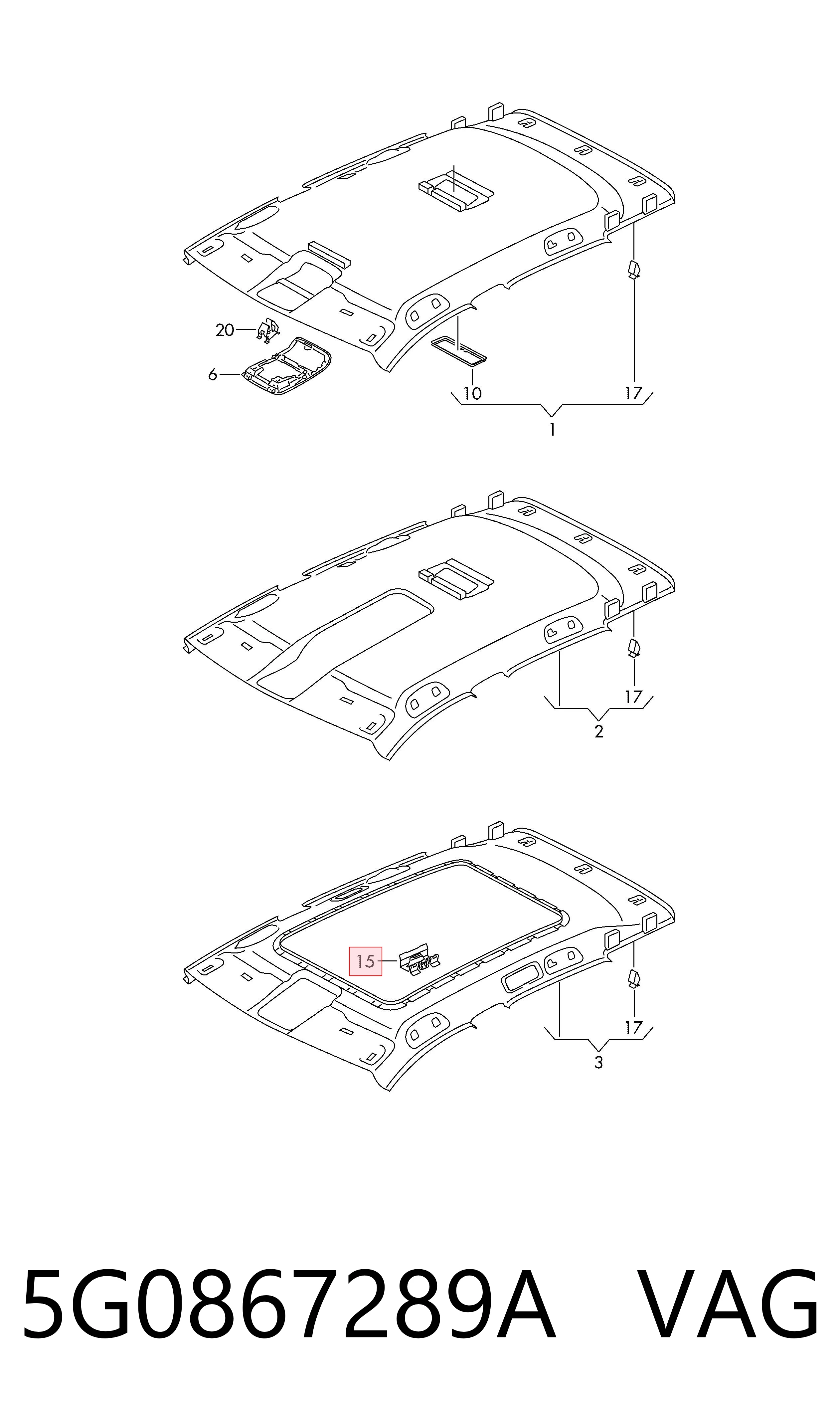 5G0867289A VAG Cápsula (prendedor) de fixação de revestimento de tampa de porta-malas