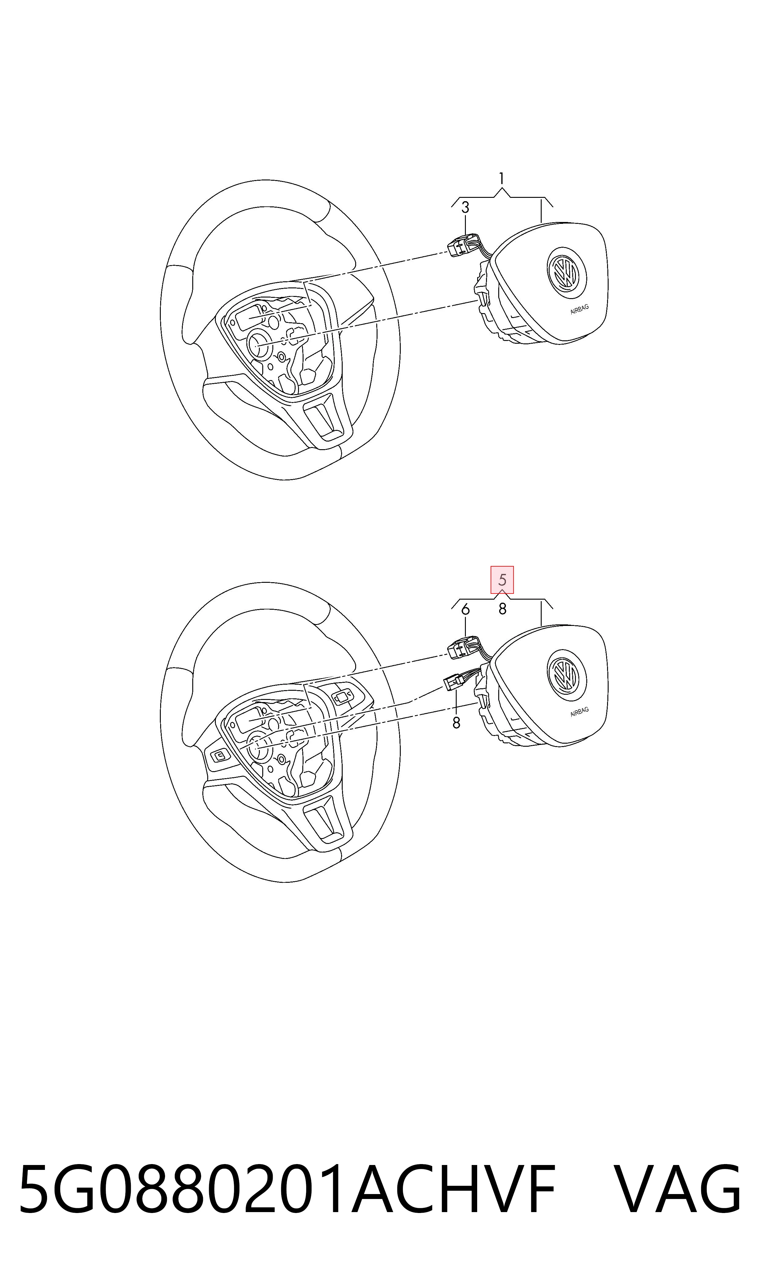 Cinto de segurança (AIRBAG) de condutor VAG 5G0880201ACHVF preço, a partir de 178,20 USD
