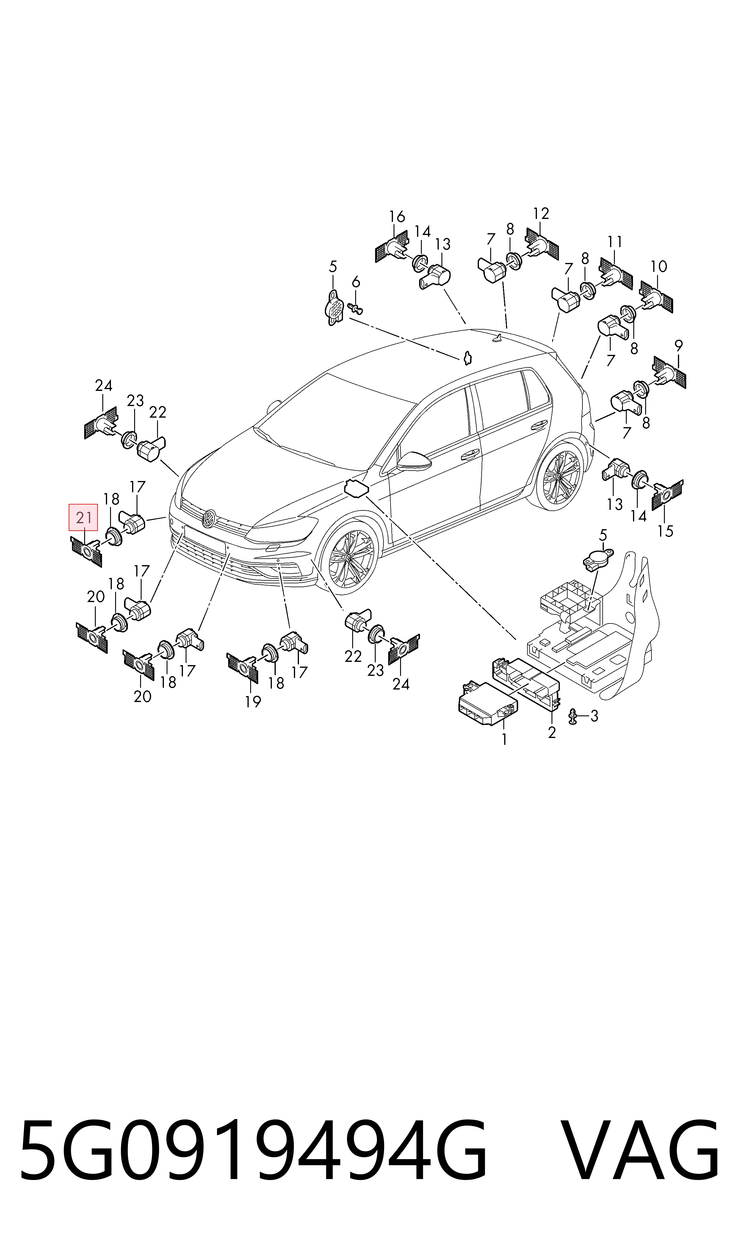  VAG 5G0919494G preço, a partir de 19,77 USD