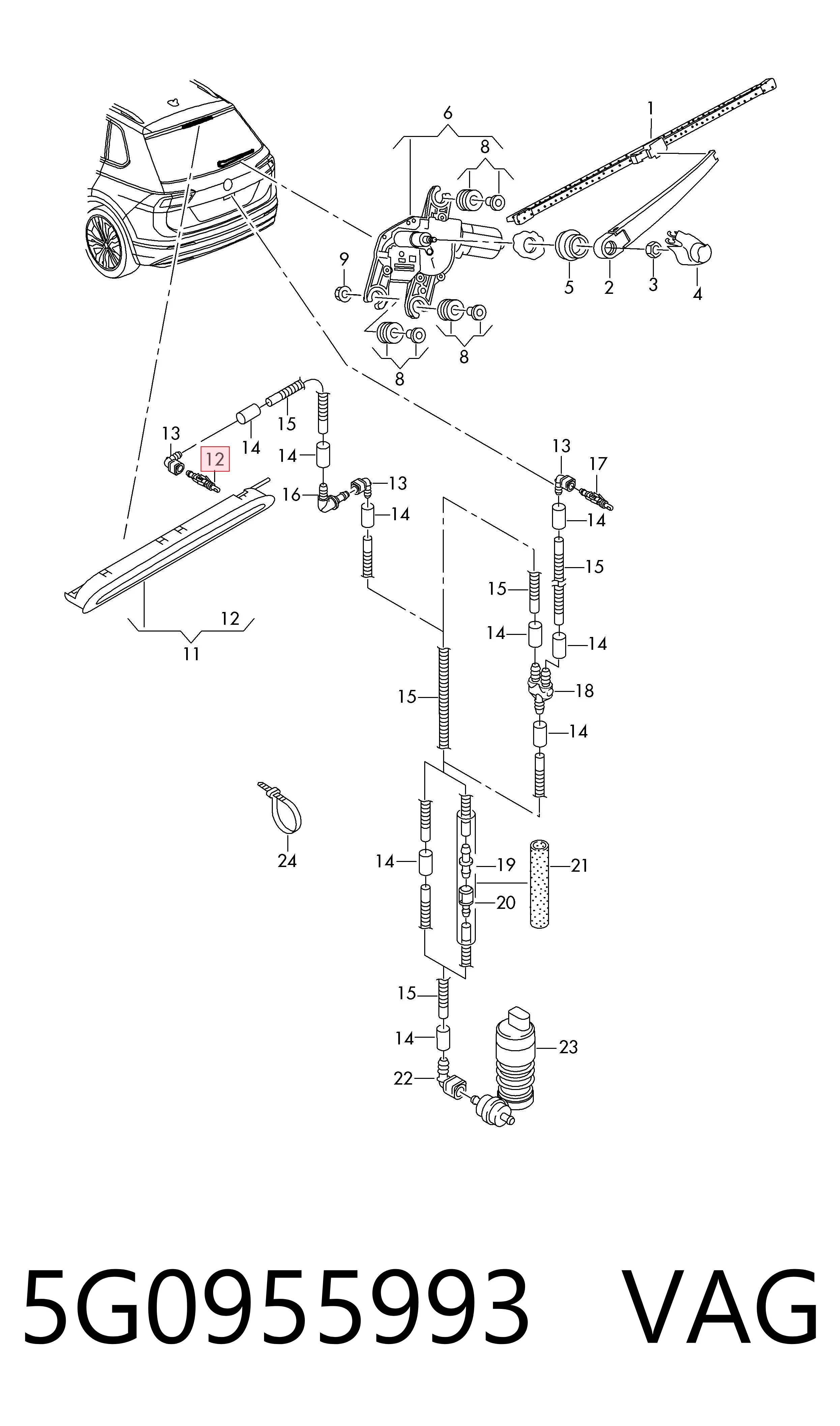 5G0955993 VAG Injetor de fluido para lavador de pára-brisas