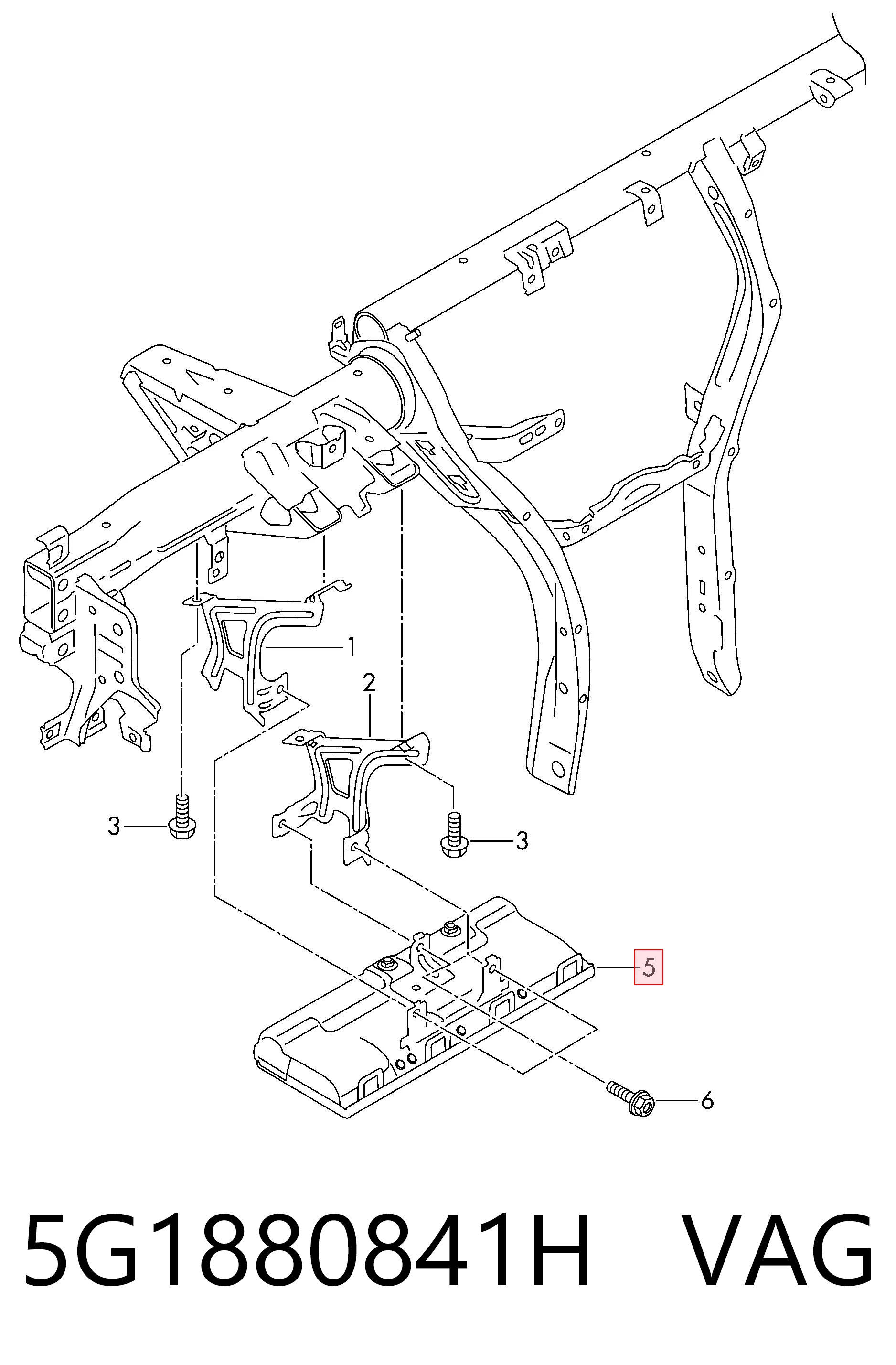 5G1880841H VAG Cinto de segurança (AIRBAG) de condutor, de proteção de joelhos