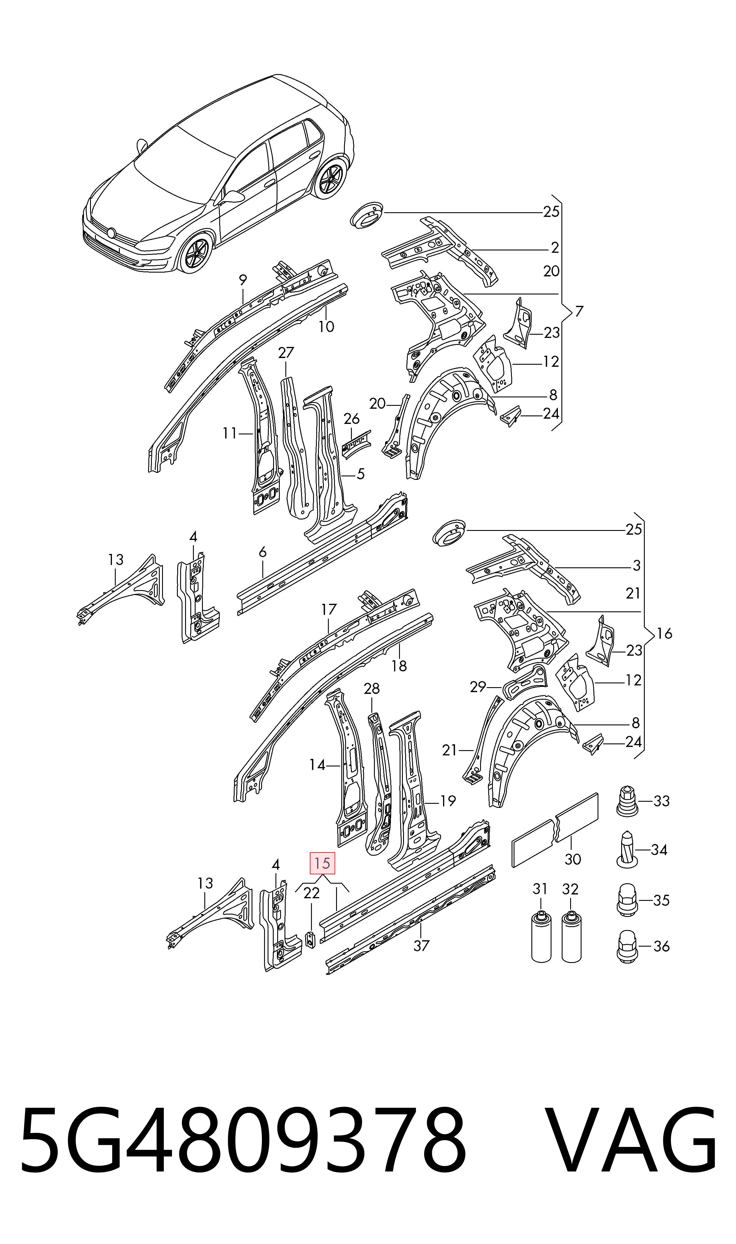 Acesso externo direito Volkswagen Golf VII BA5, BV5 ao melhor preço