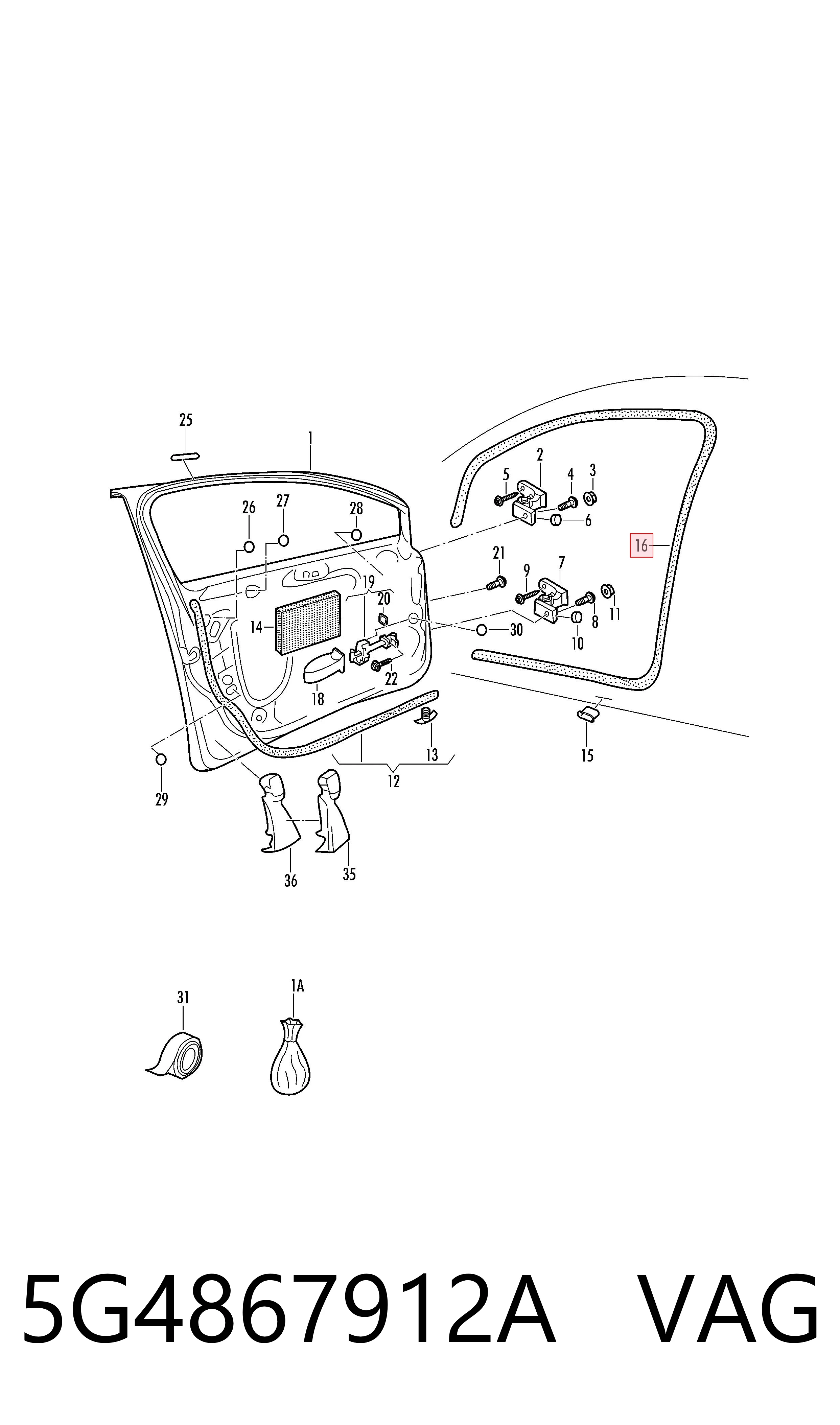 5G4867912A VAG Compactador da porta dianteira direita (na carroçaria)