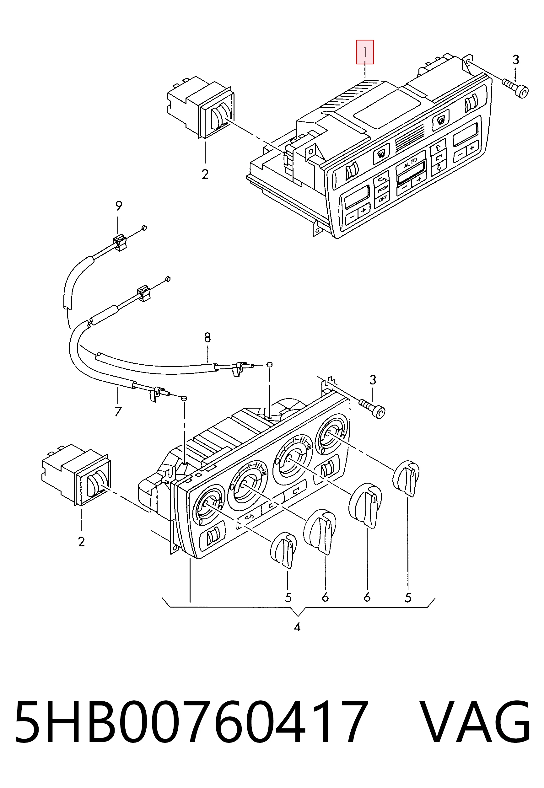  Unidade de controlo dos modos de aquecimento/condicionamento Audi A6 C5 sedan (4B2, 4B4) (1997 - 2005) C5