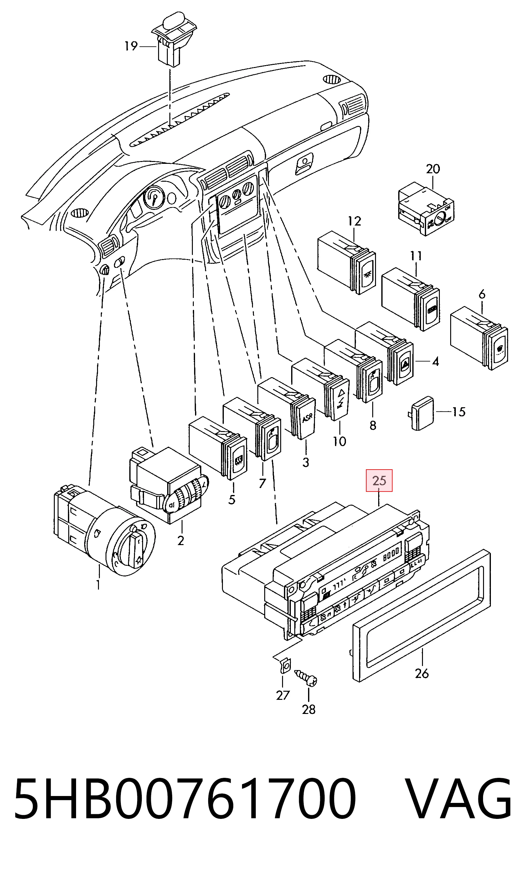  Unidade de controlo dos modos de aquecimento/condicionamento Skoda Octavia TOUR I A4 liftback (1U2) (1996 - 2011) TOUR I A4