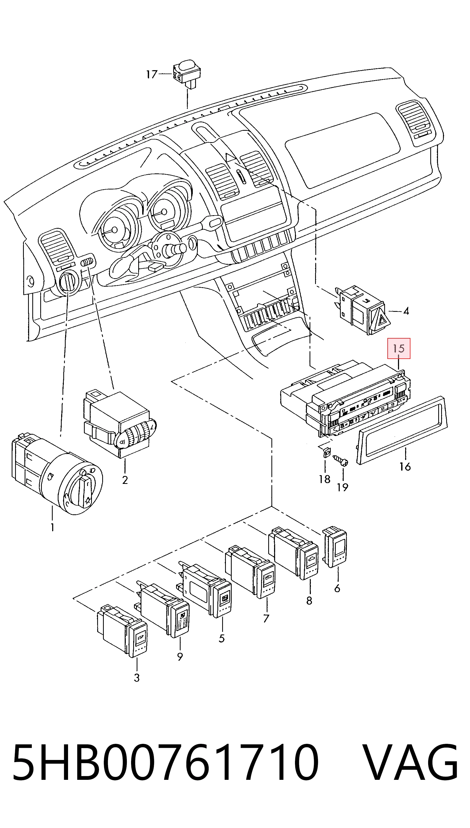 Unidade de controlo dos modos de aquecimento/condicionamento Volkswagen Golf preço, a partir de 21,95 USD