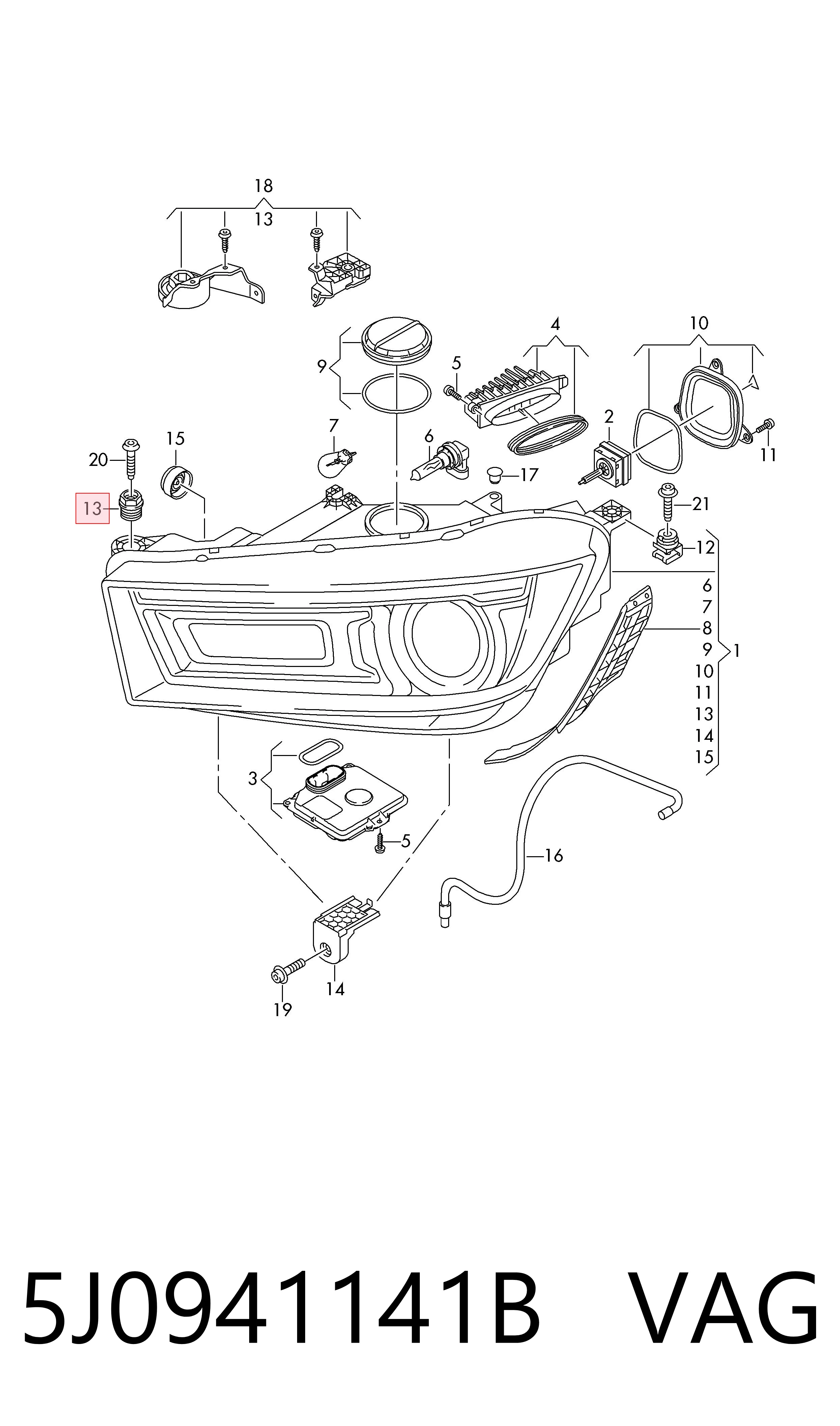 5J0941141B VAG Corretor da luz