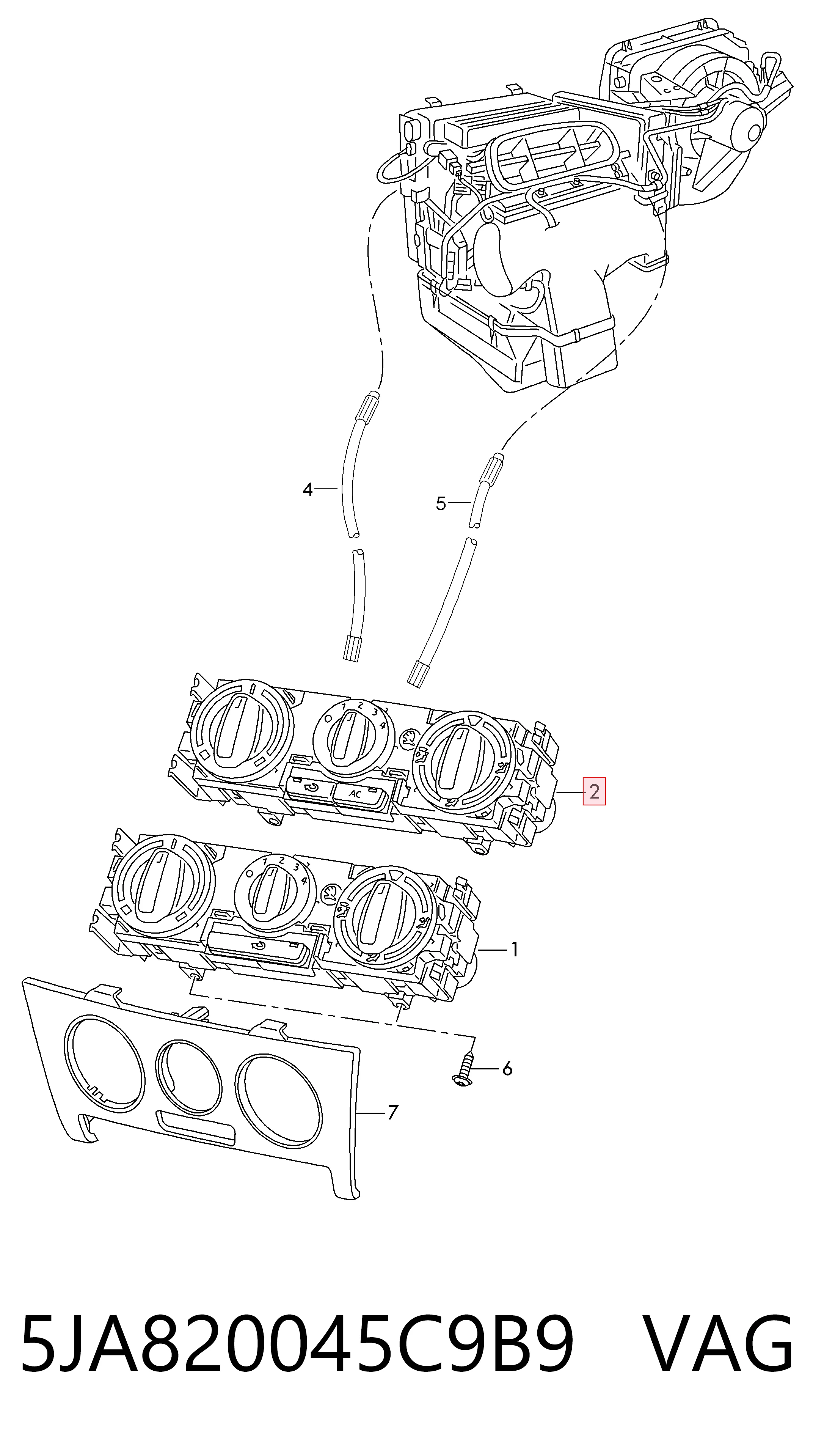 Unidade de controlo dos modos de aquecimento/condicionamento para Skoda Rapid  NH3, NK3, NK6