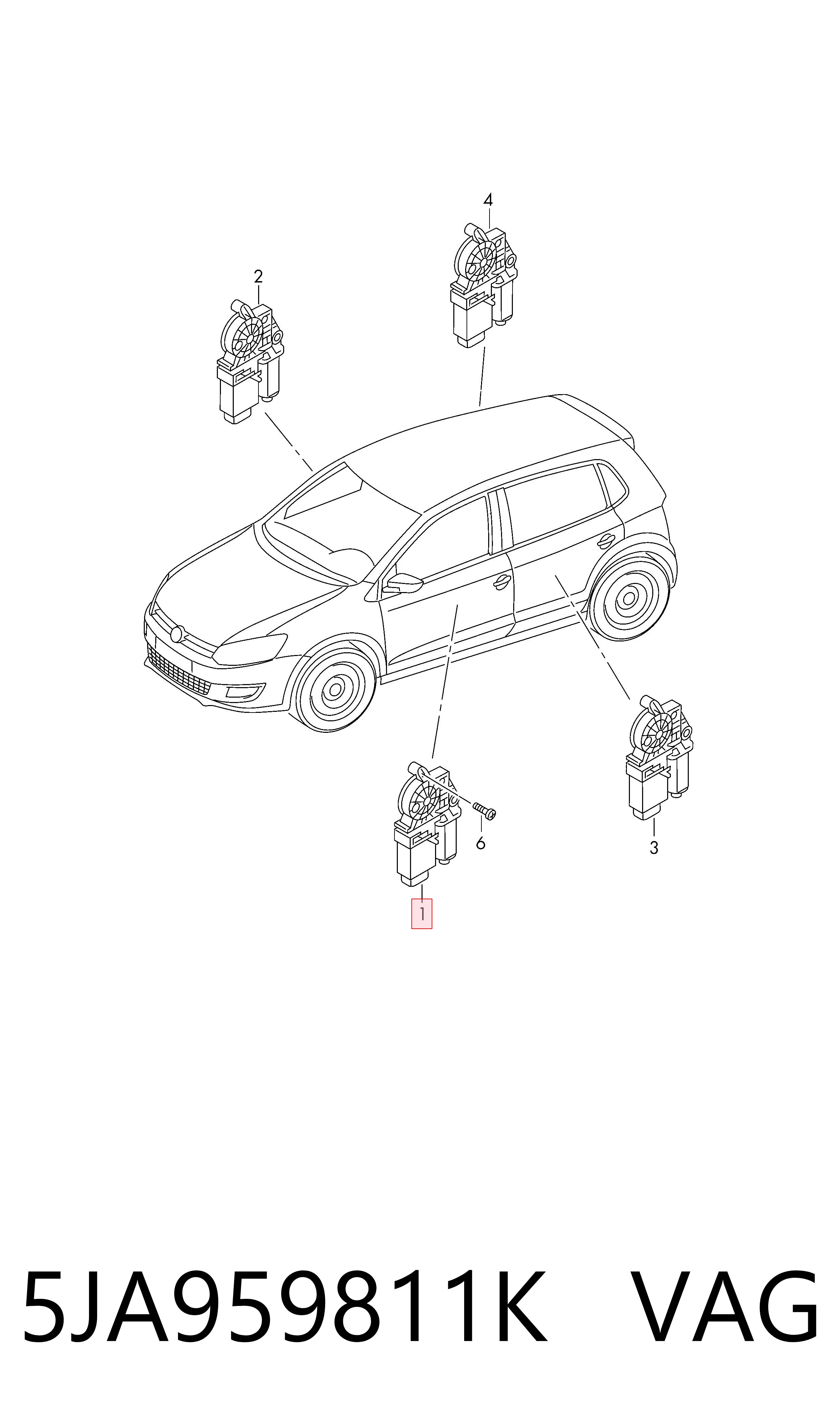 5JA959811K VAG Motor de acionamento de vidro da porta dianteira esquerda