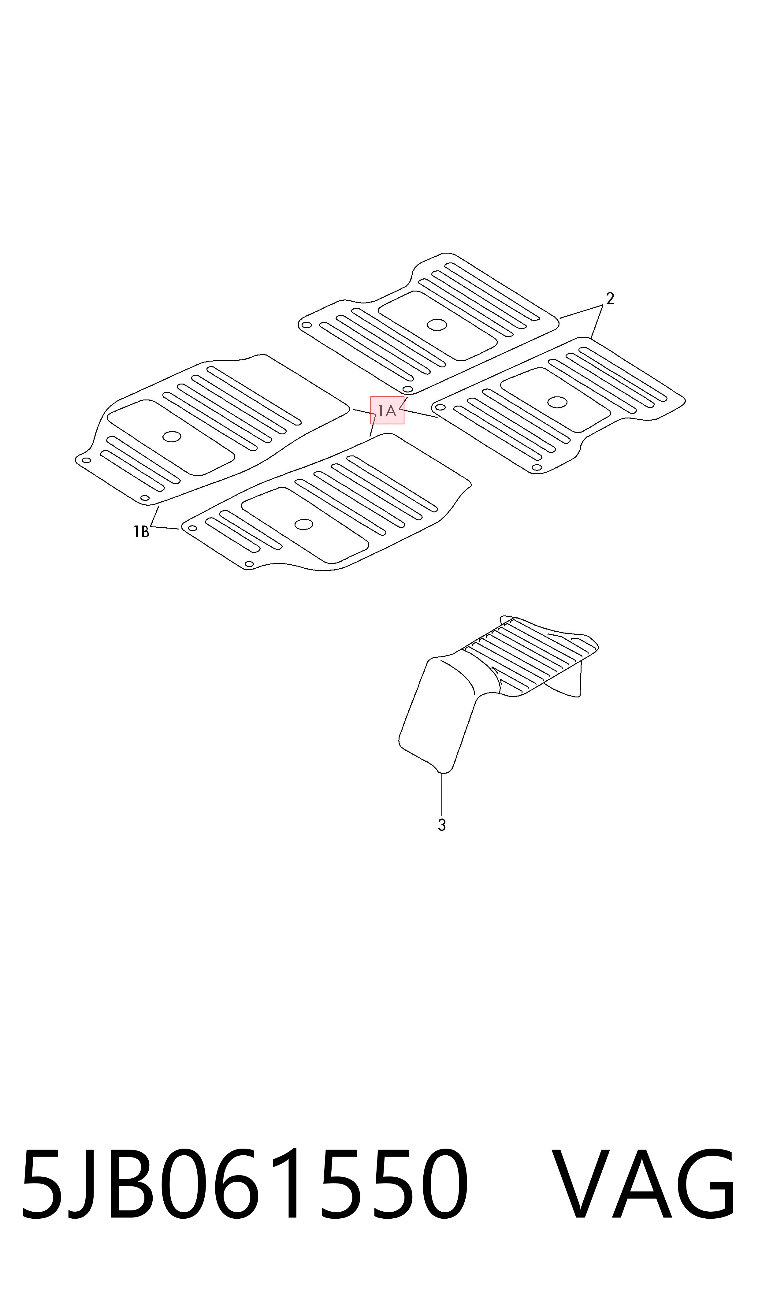 5JB061550 VAG Tapetes dianteiros + traseiros, kit