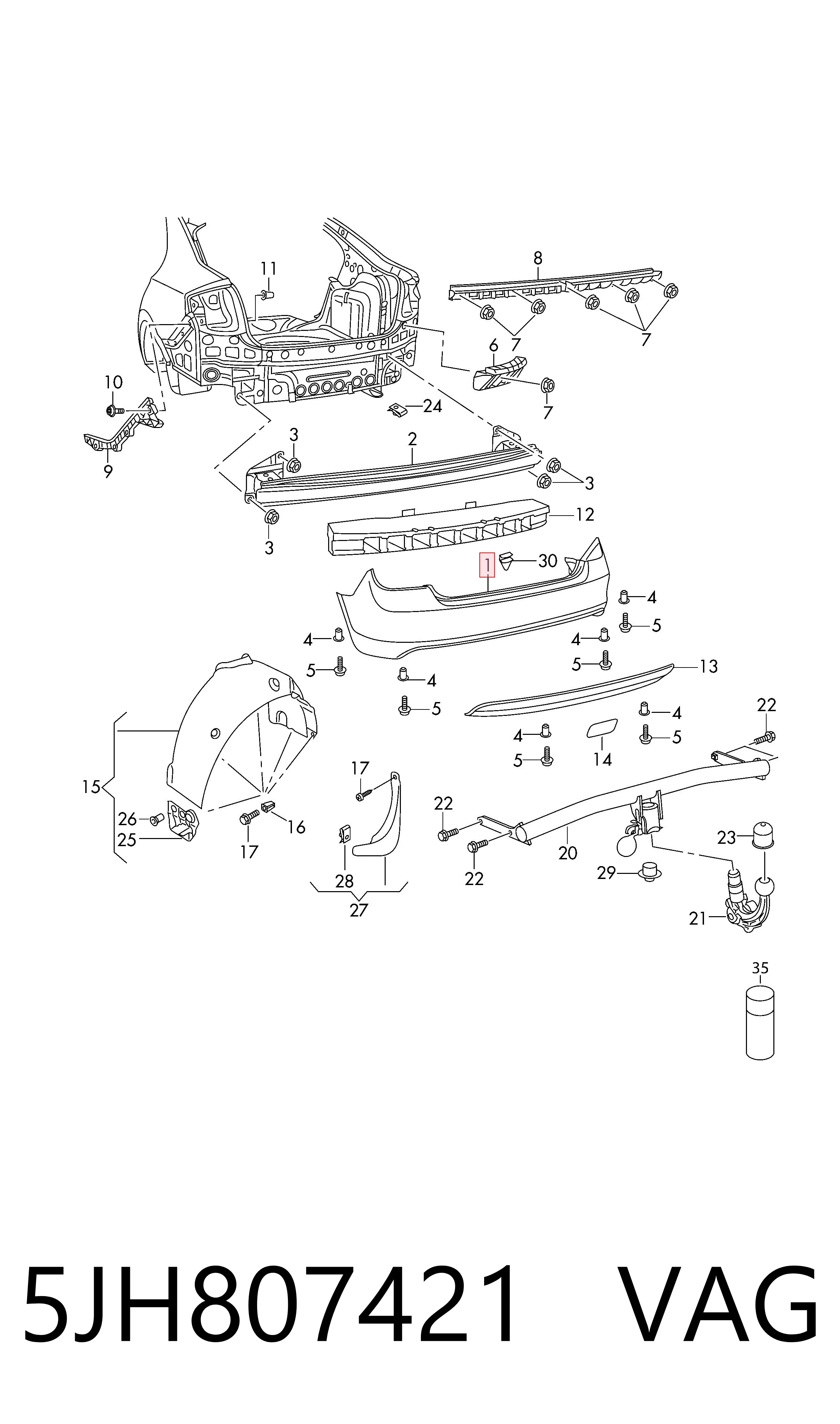 Pára-choque traseiro para Skoda Rapid  NH3, NK3, NK6