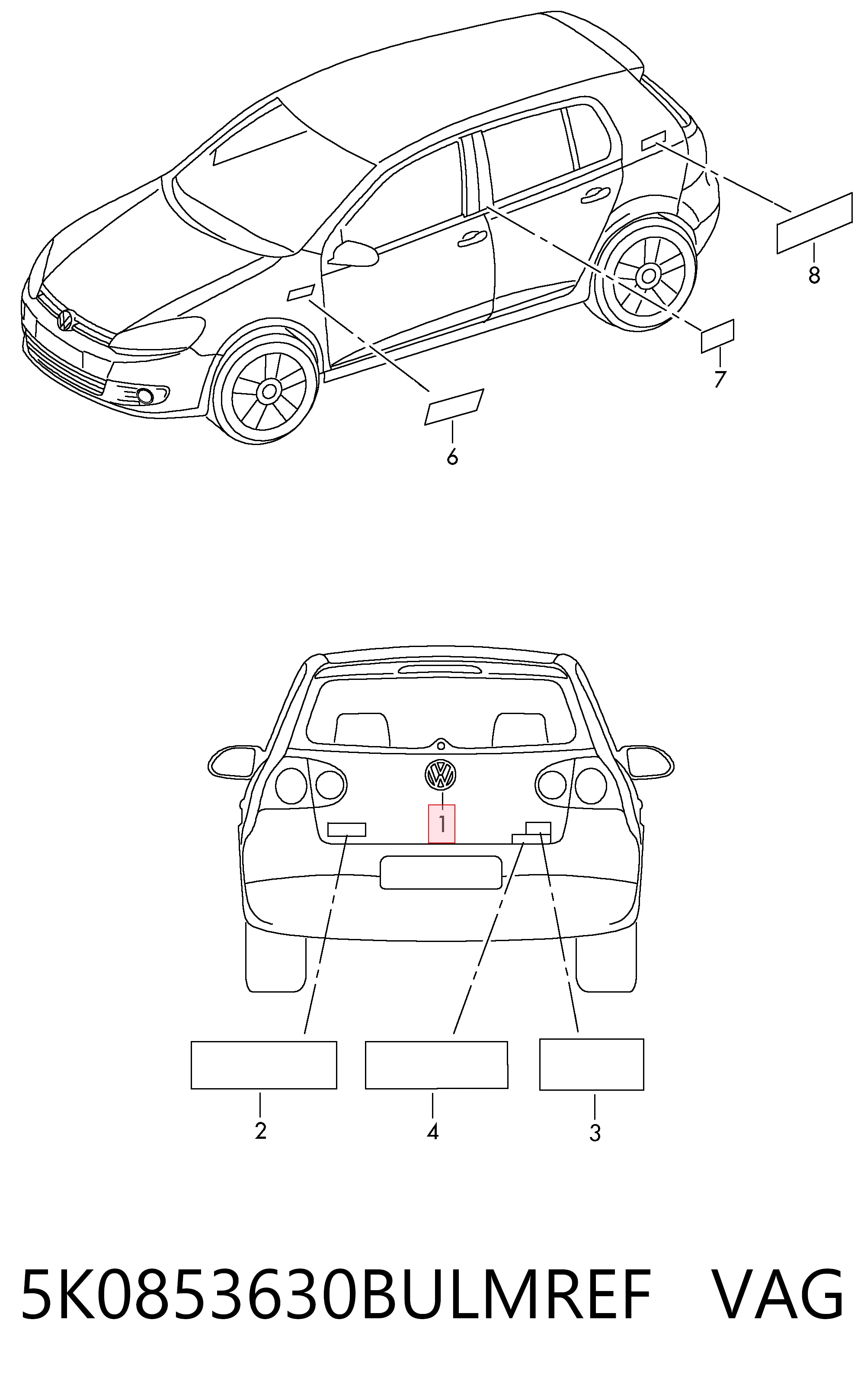 Emblema de tampa de porta-malas (emblema de firma) para Volkswagen Passat 357