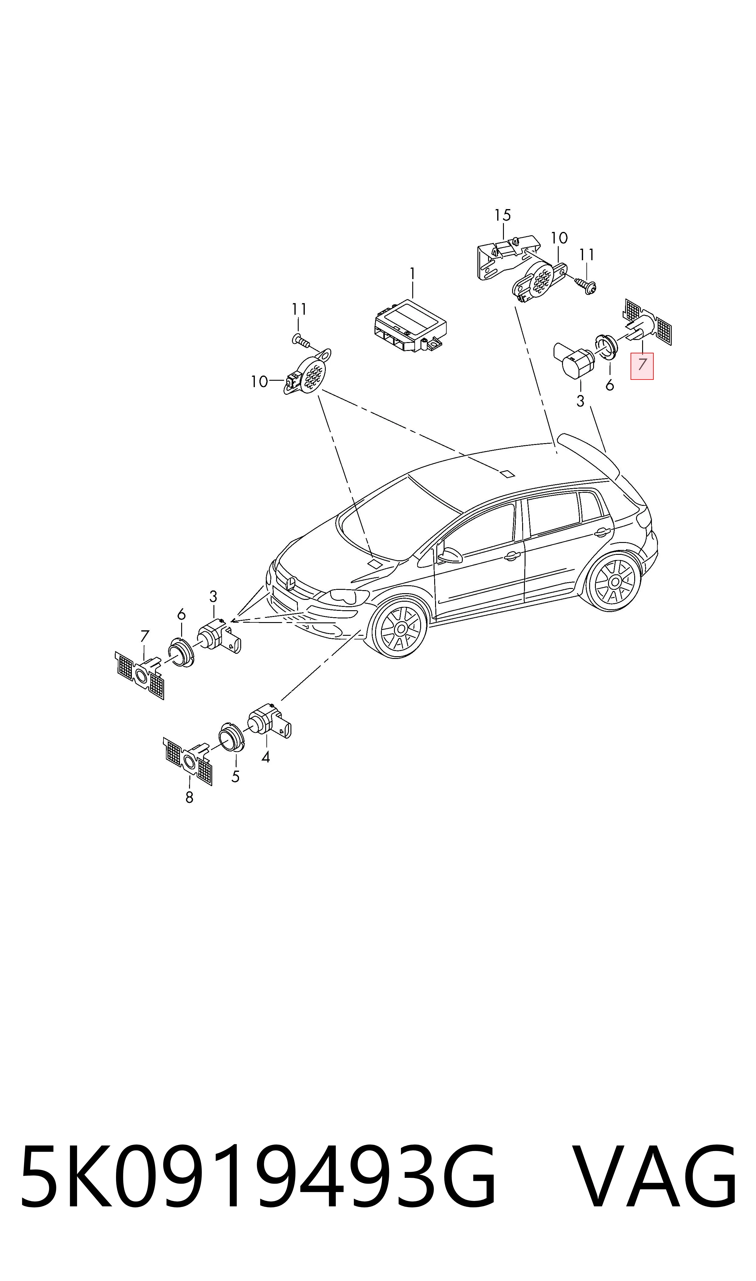 Consola dianteira central de sensor de estacionamento VAG 5K0919493G preço, a partir de 15,68 USD
