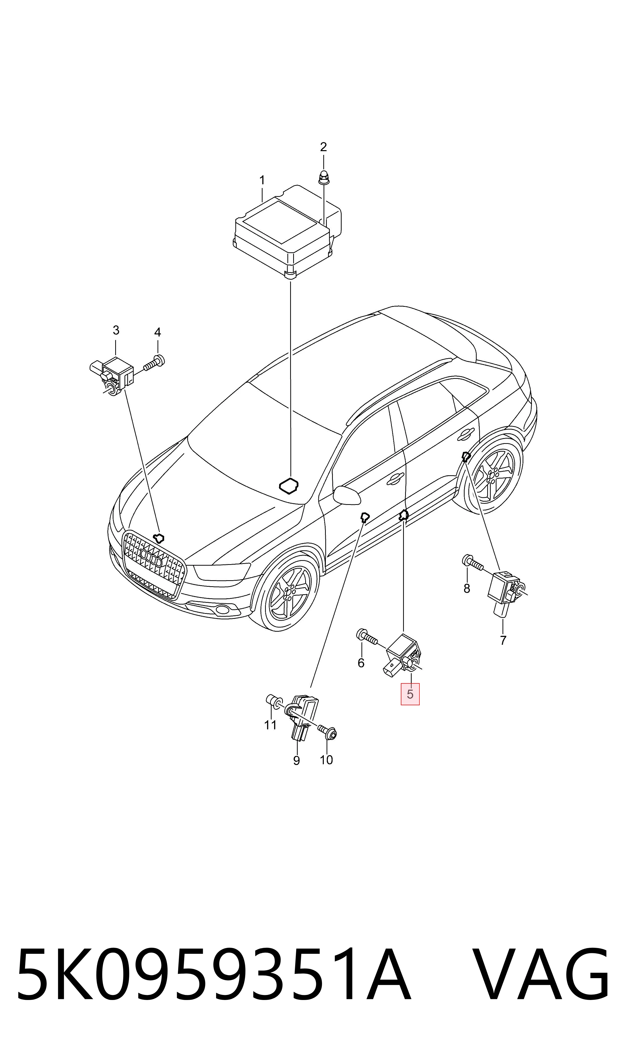 Sensor AIRBAG dianteiro VAG 5K0959351A preço, a partir de 46,05 USD