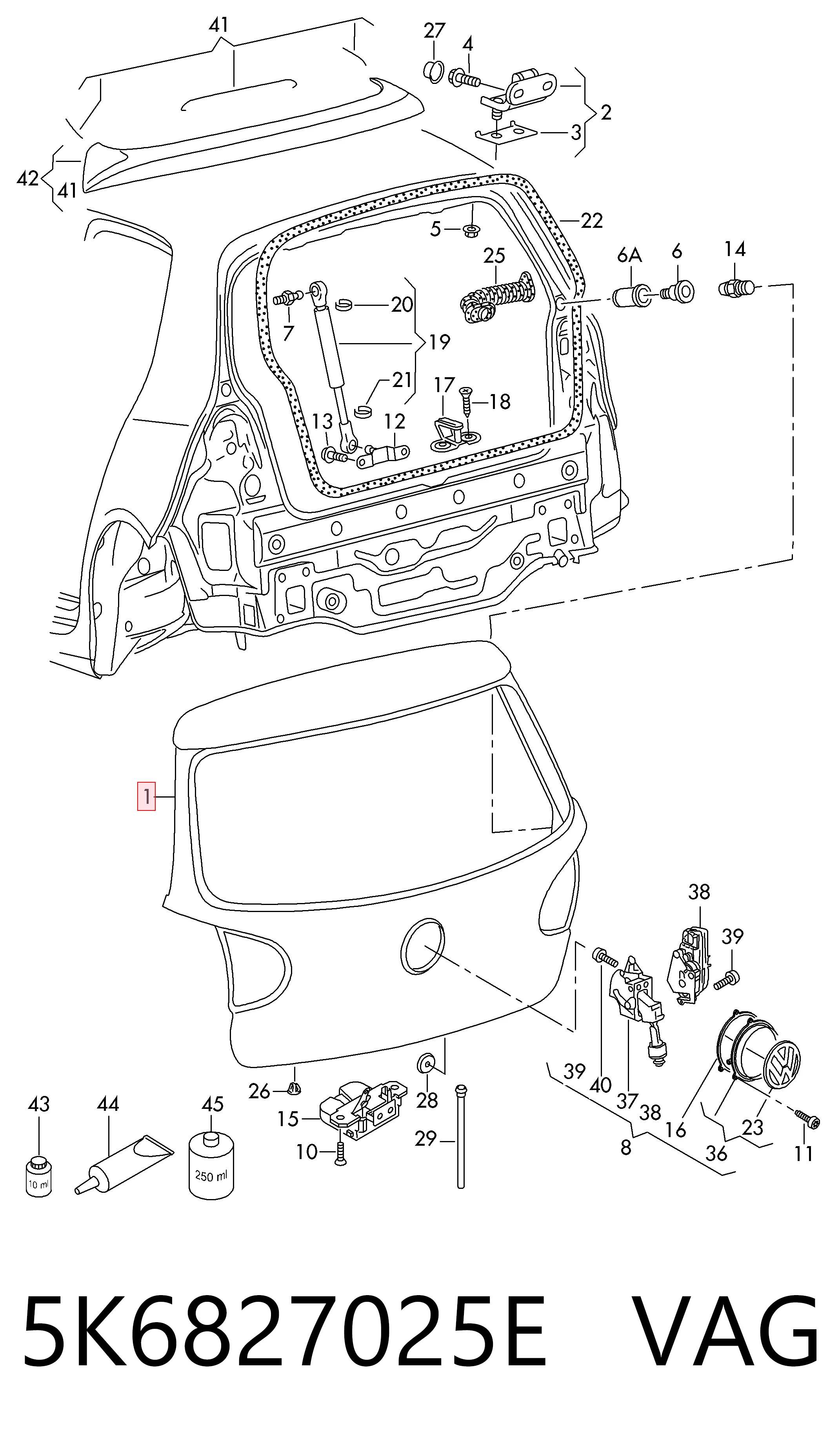 Porta traseira (3ª/5ª porta-malas (tampa de alcapão) Volkswagen Golf VI 5K1